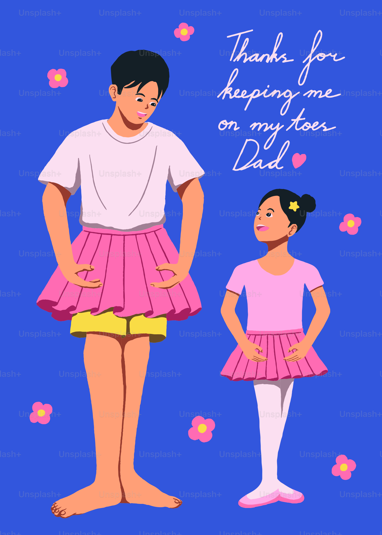 Father and daughter in ballet outfits