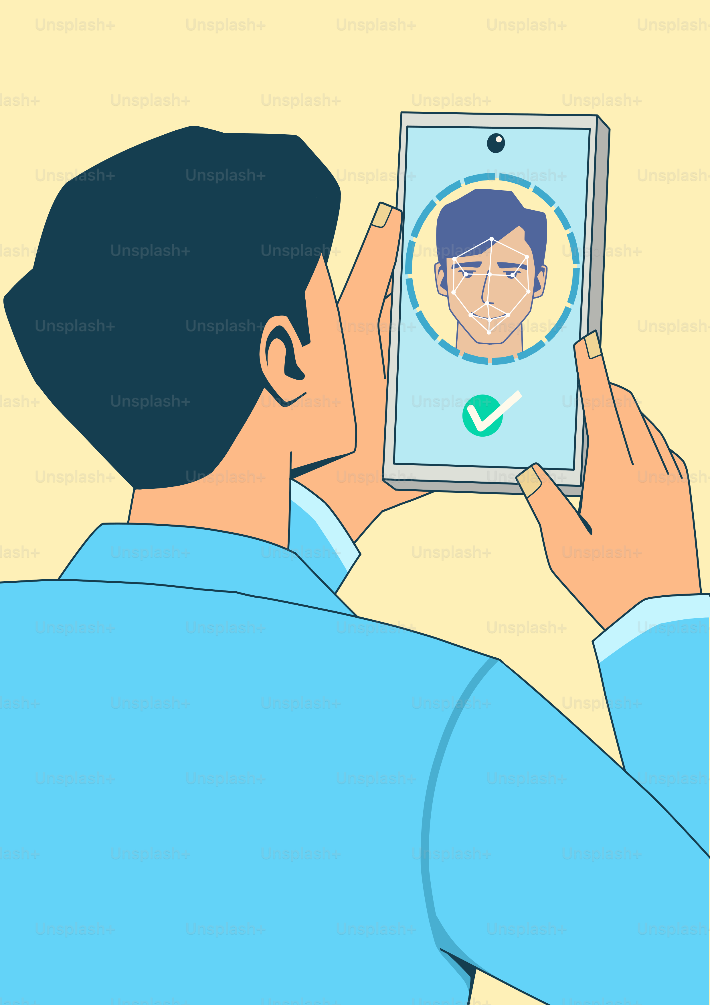 Mann benutzt Handy zur Gesichtserkennung