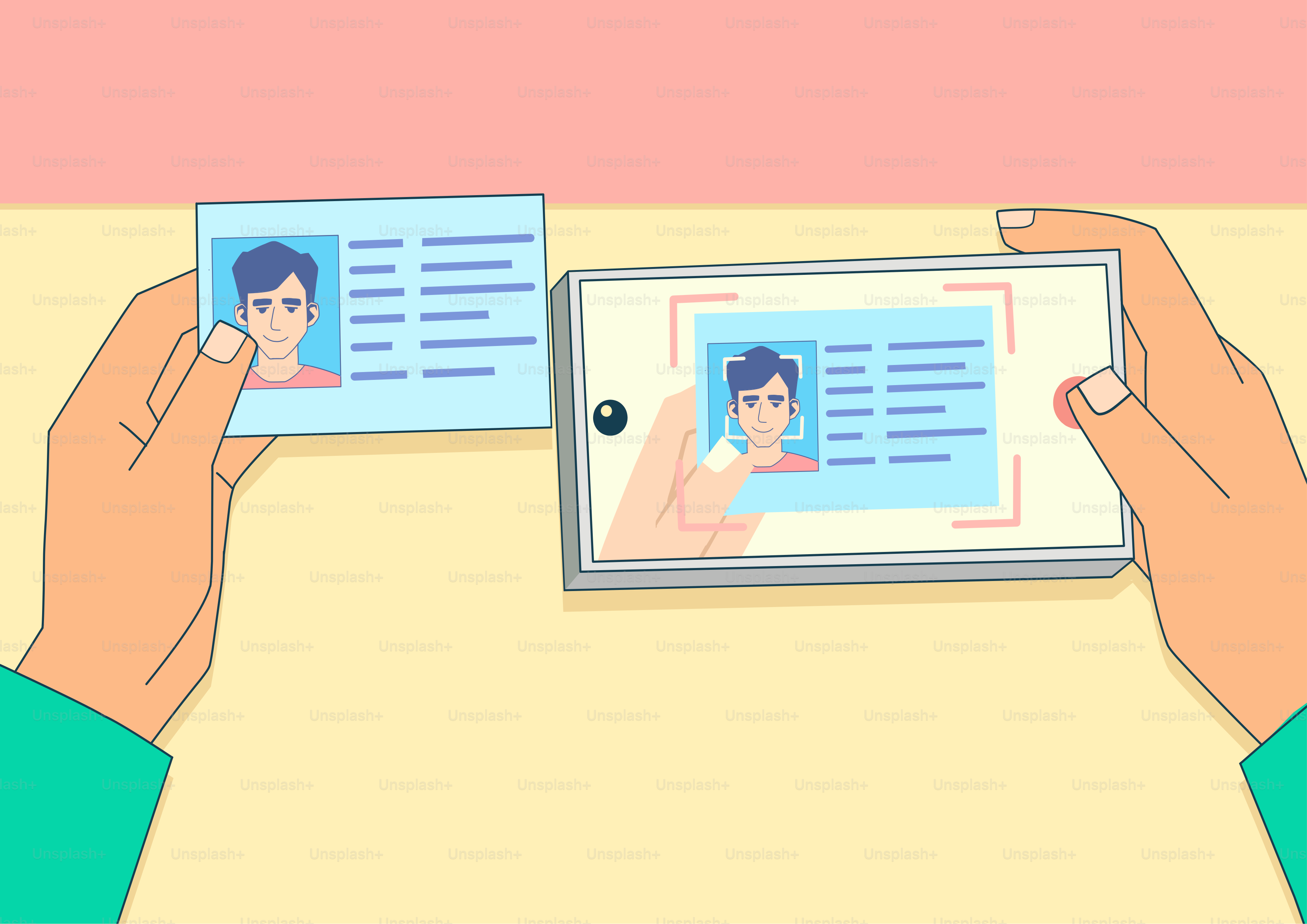 Die Hände halten die ID-Karte und scannen mit dem Handy