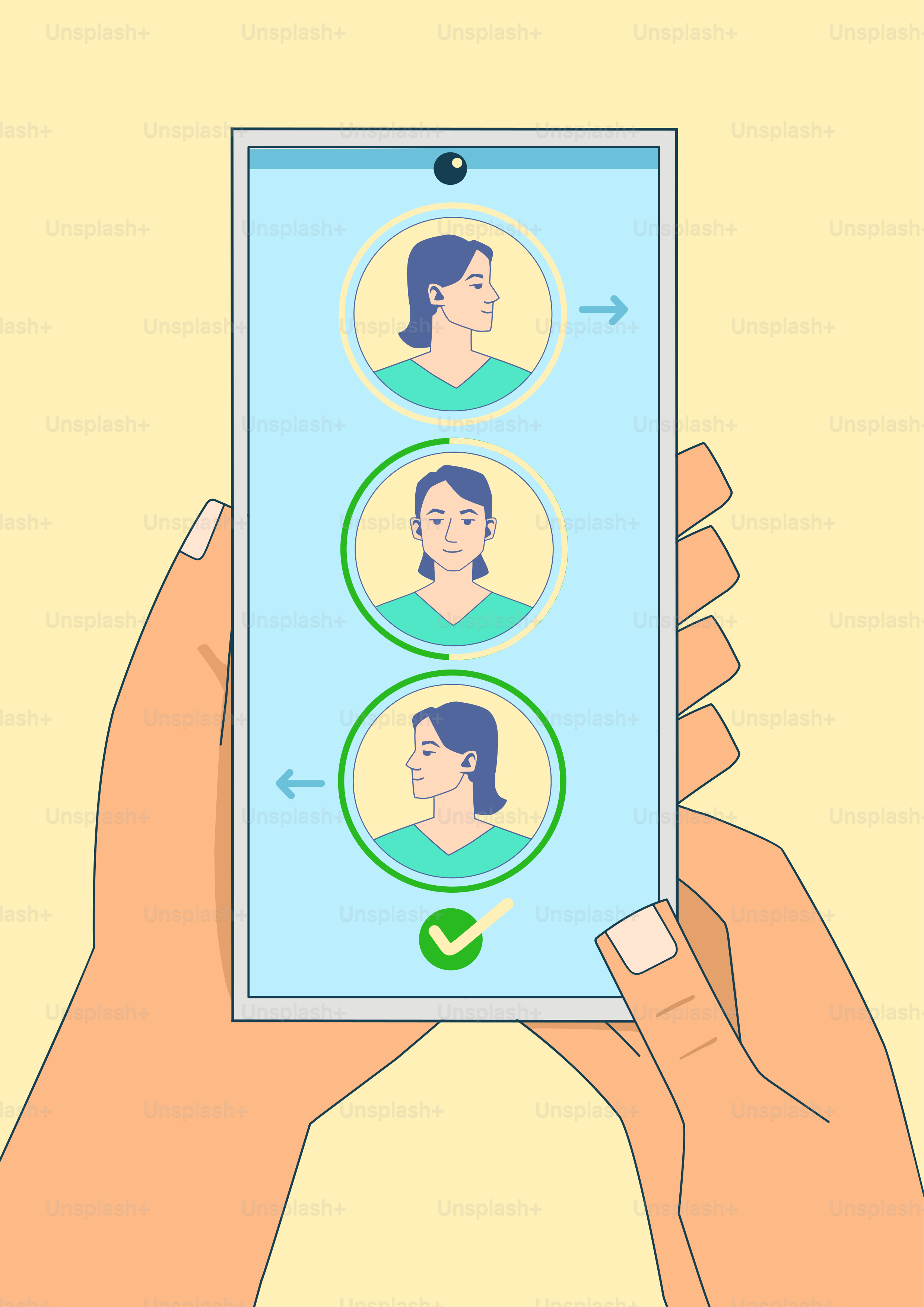 Fortschritt des Scans mit Gesichtserkennung auf Smartphone