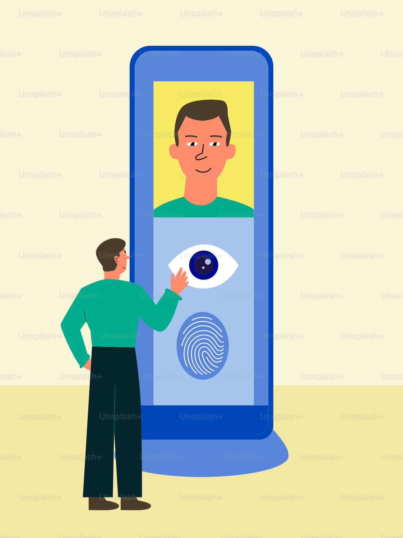 L’homme utilise l’empreinte digitale et le scan oculaire pour l’identification