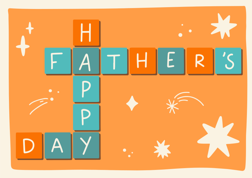 Teka-teki silang selamat hari ayah dengan latar belakang oranye