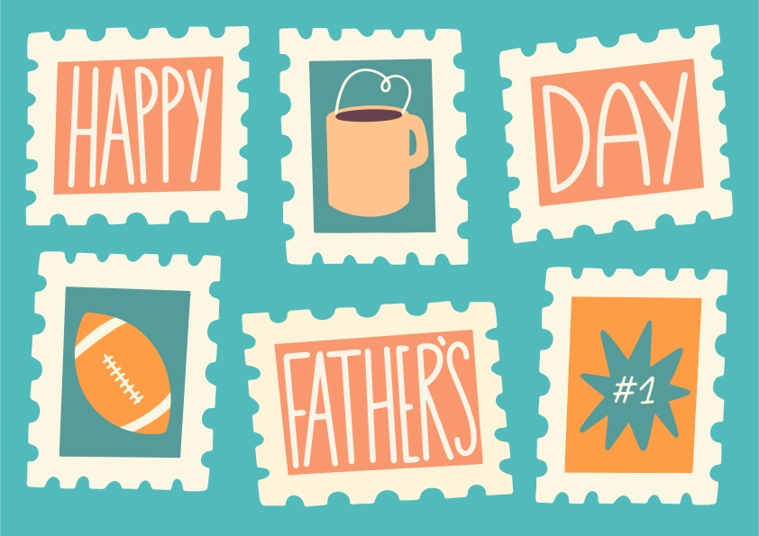 Selamat hari ayah prangko dengan ikon