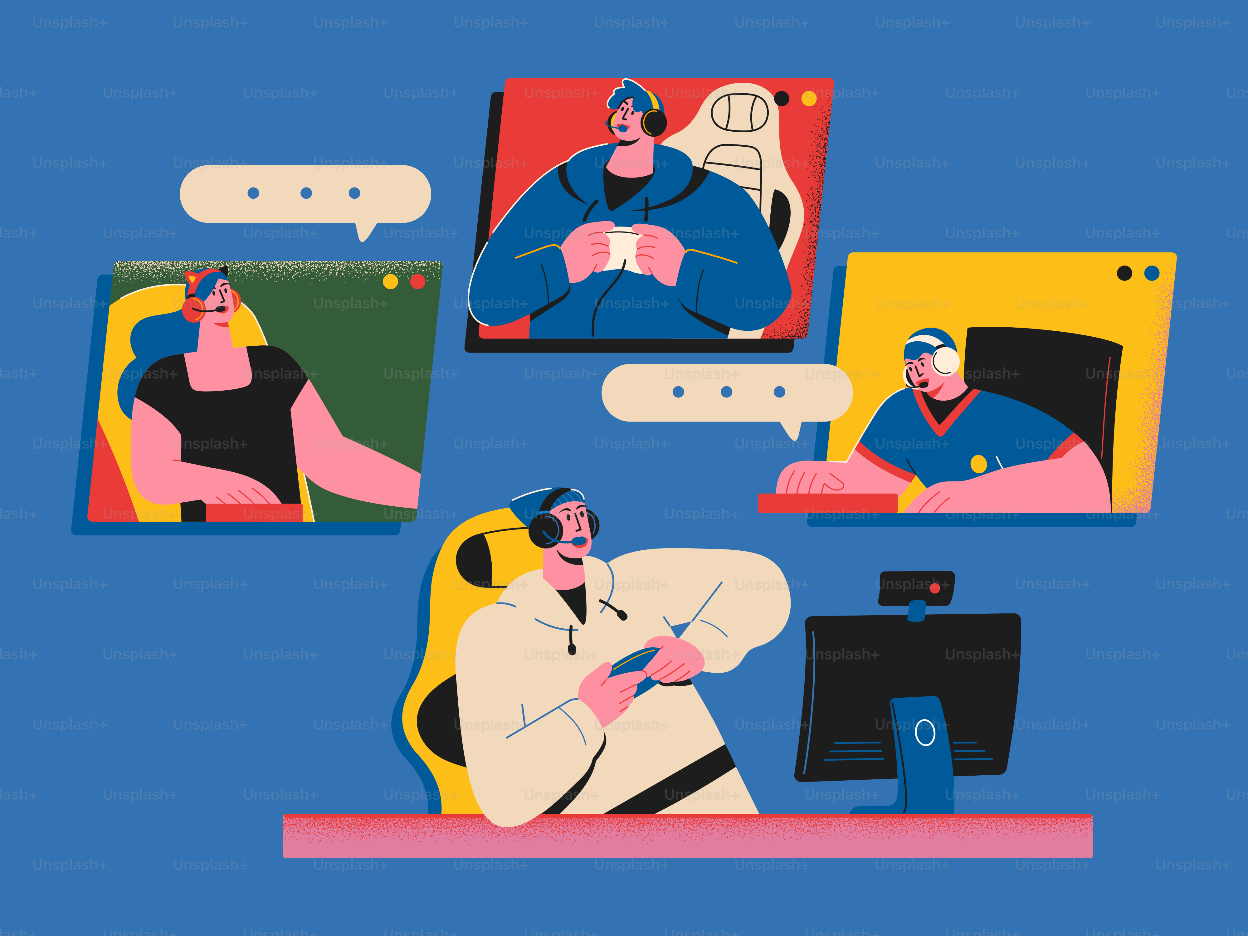 People playing video games together online