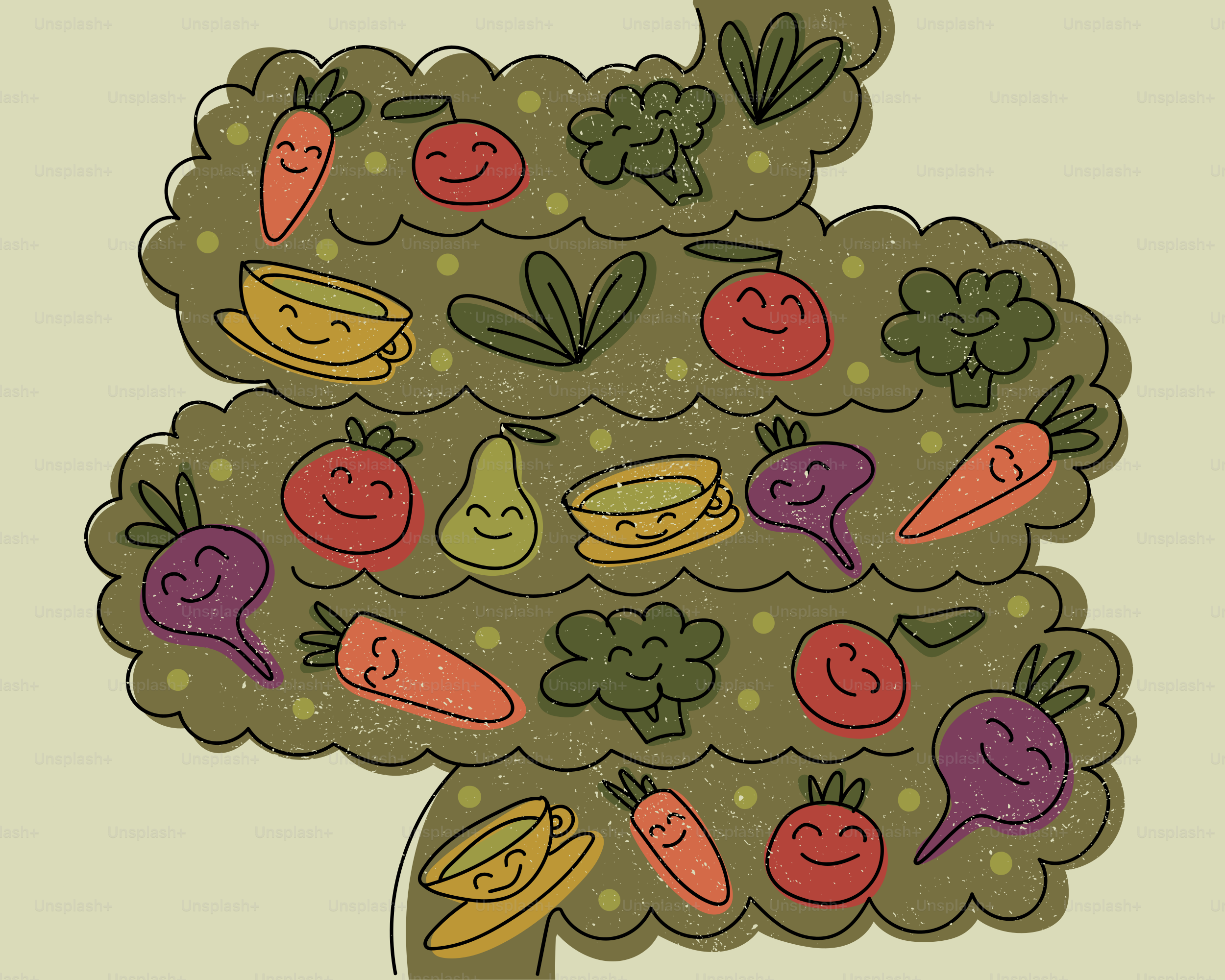 消化器系の野菜や果物の幸せさ