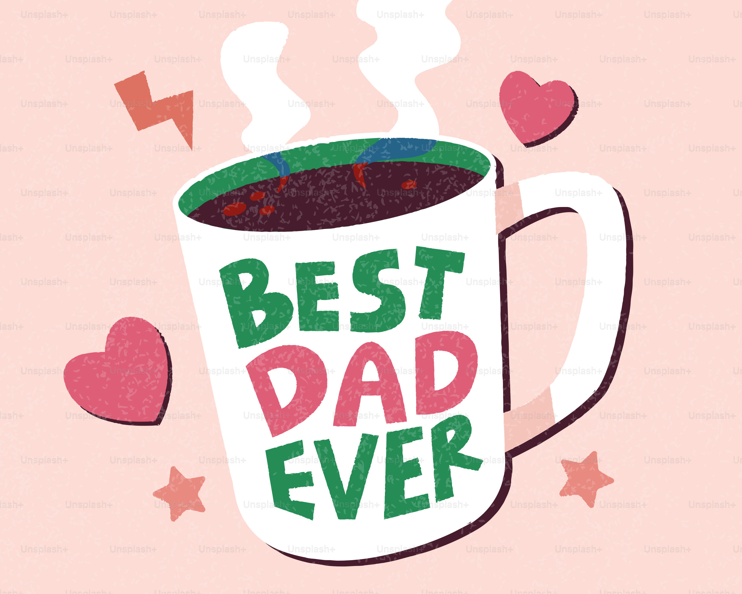 Tazza con il messaggio "miglior papà di sempre" e cuori.