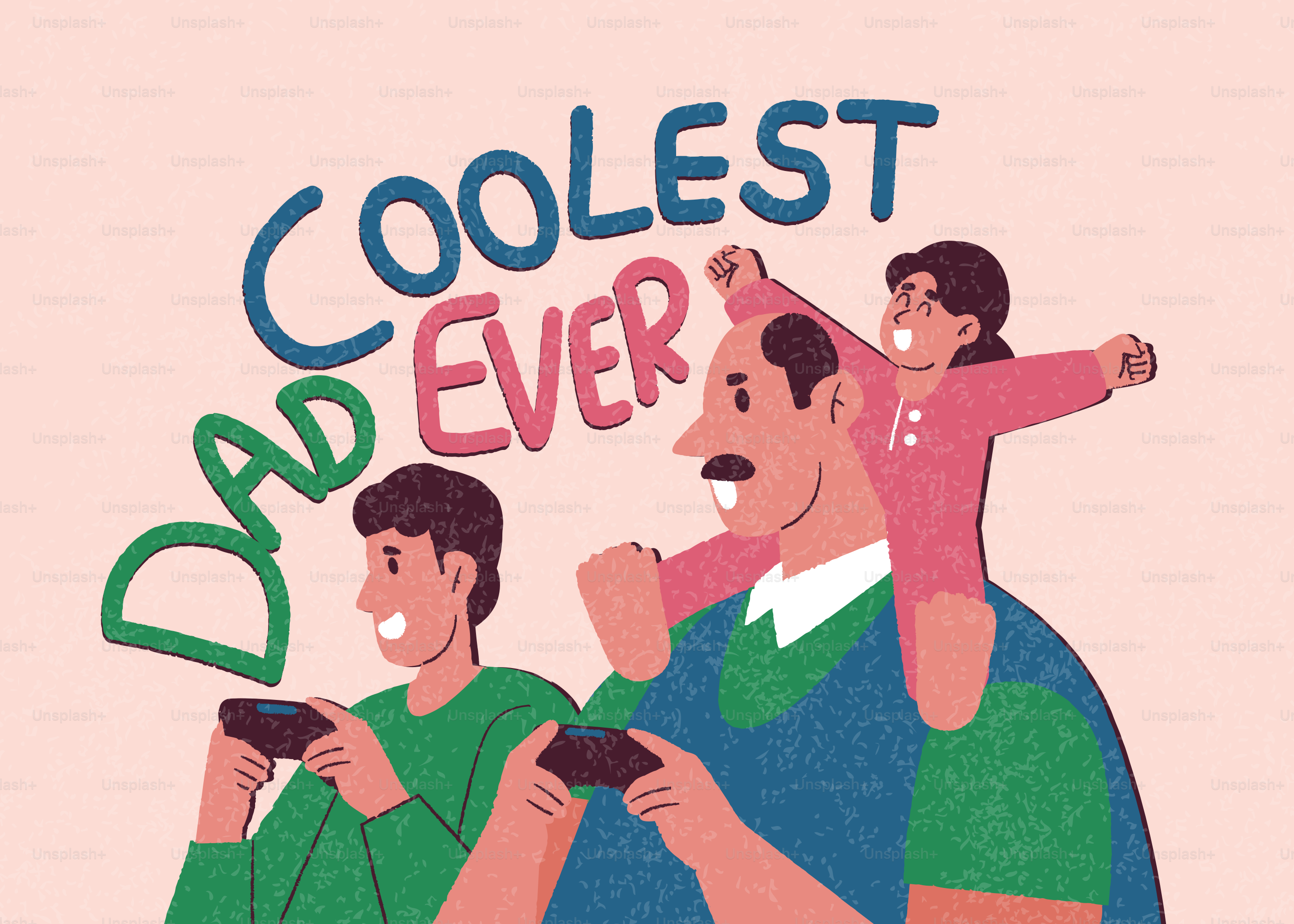 Papà con i suoi due figli che giocano ai videogiochi