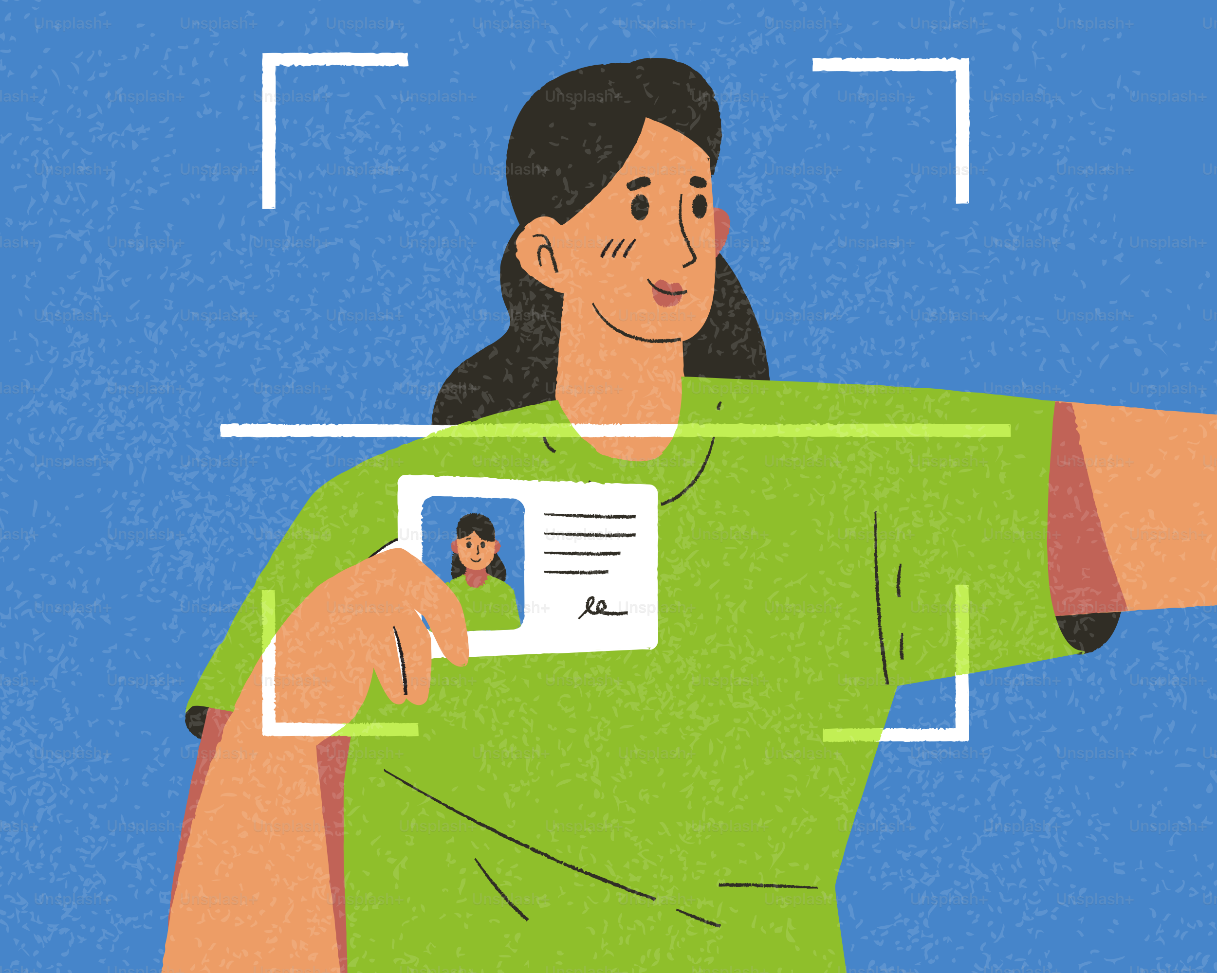 Donna con una carta d'identità con la sua foto.