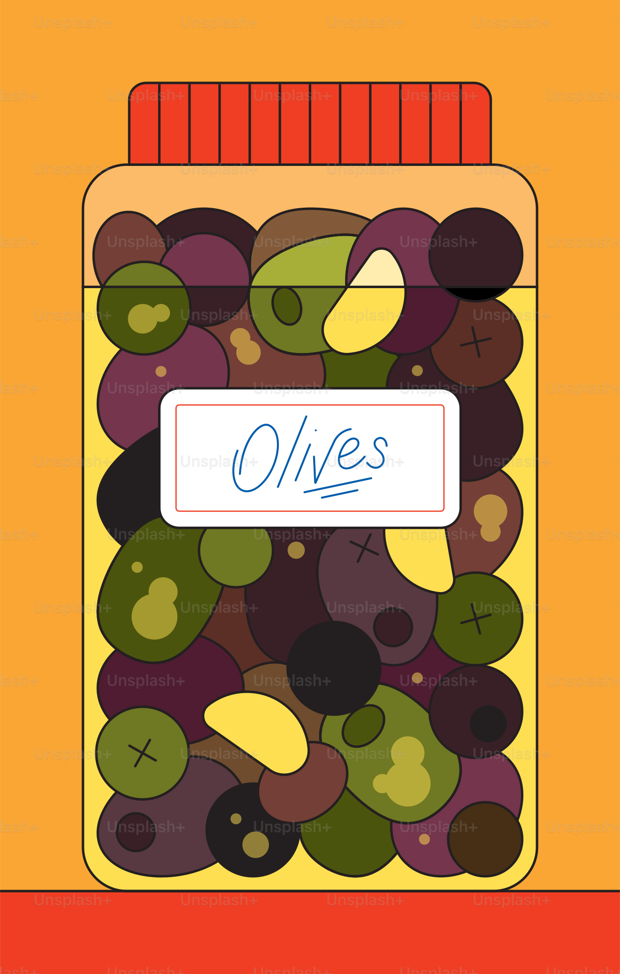 라벨이 붙은 다양한 올리브 병