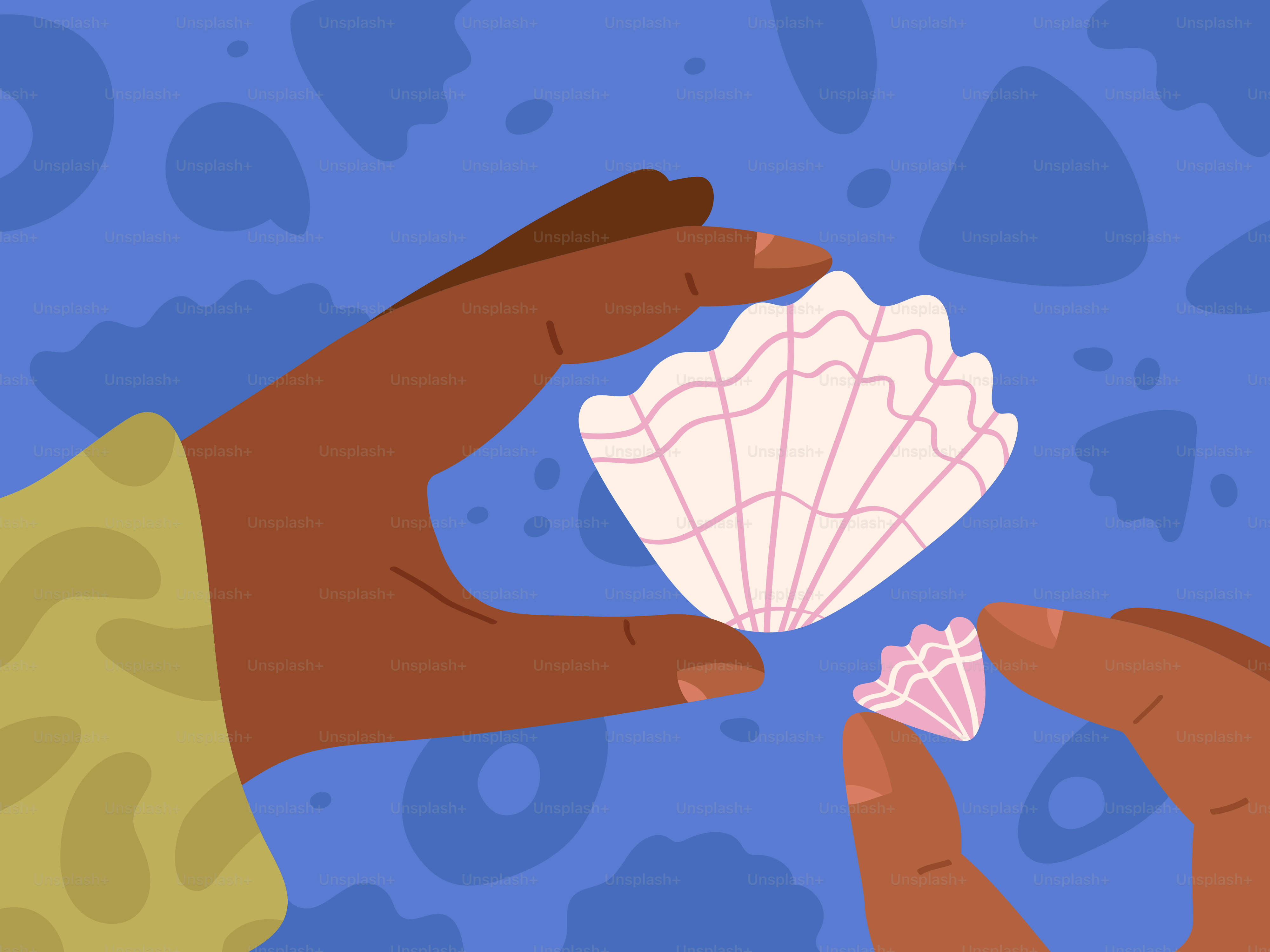 Manos sujetando dos conchas de diferentes tamaños