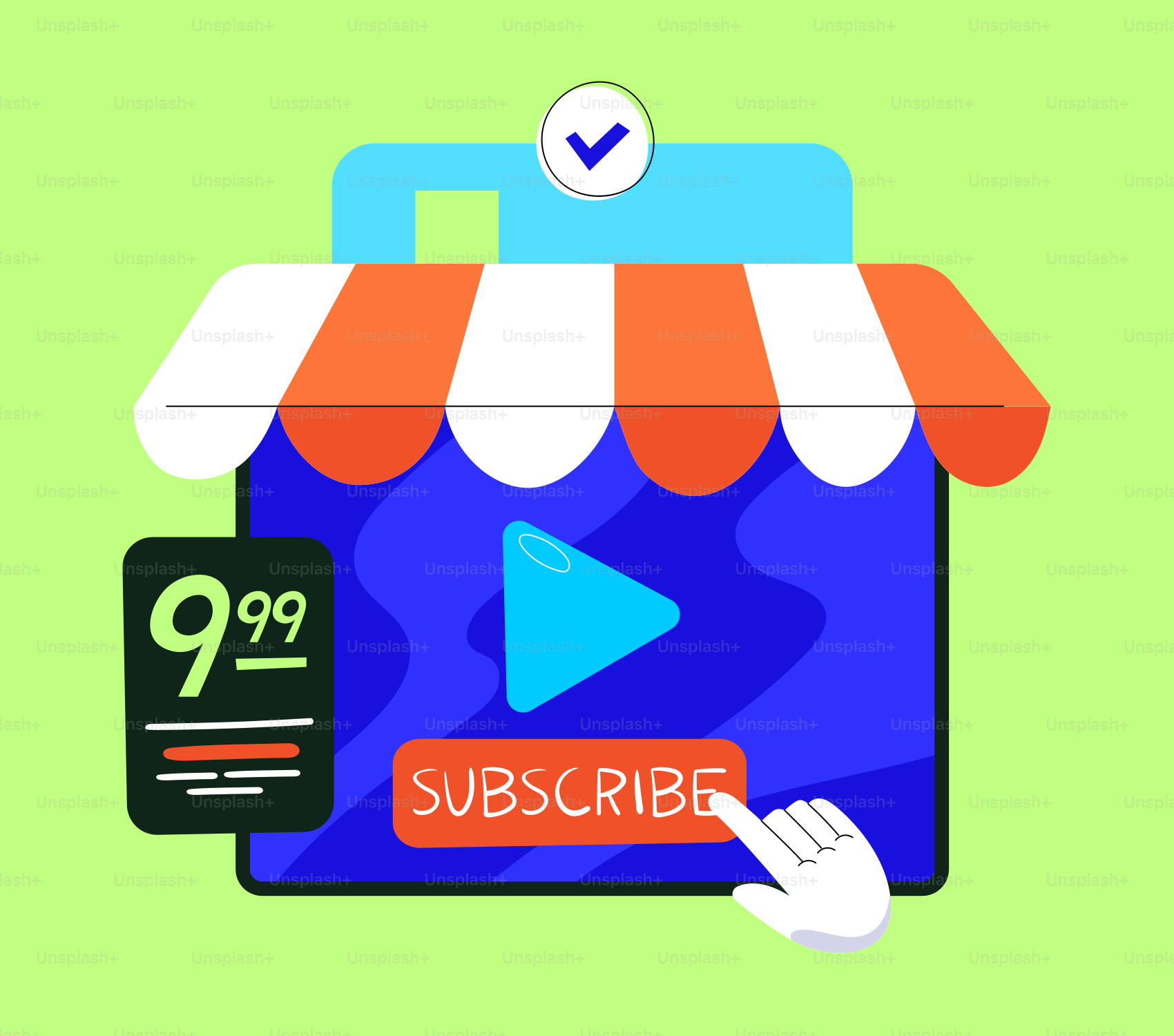 Boutique en ligne avec bouton d’abonnement et prix de paiement.