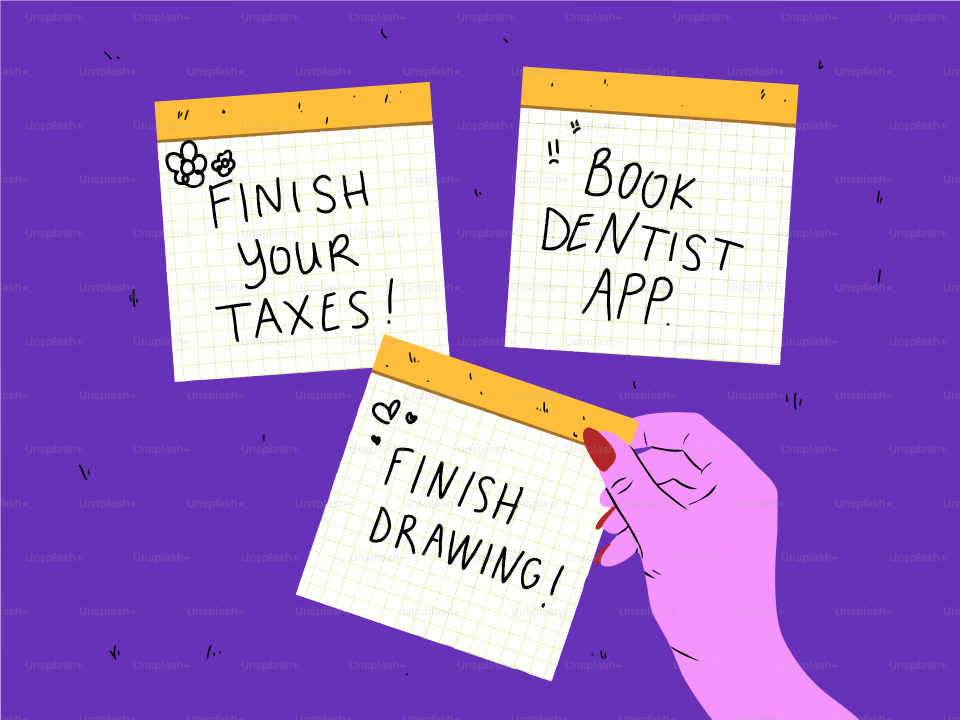 Três post-its com itens da lista de tarefas.