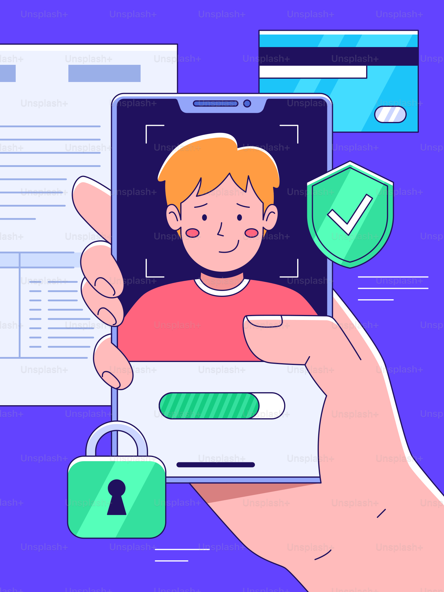 Das Gesicht der Person wurde aus Sicherheitsgründen auf dem Smartphone gescannt.