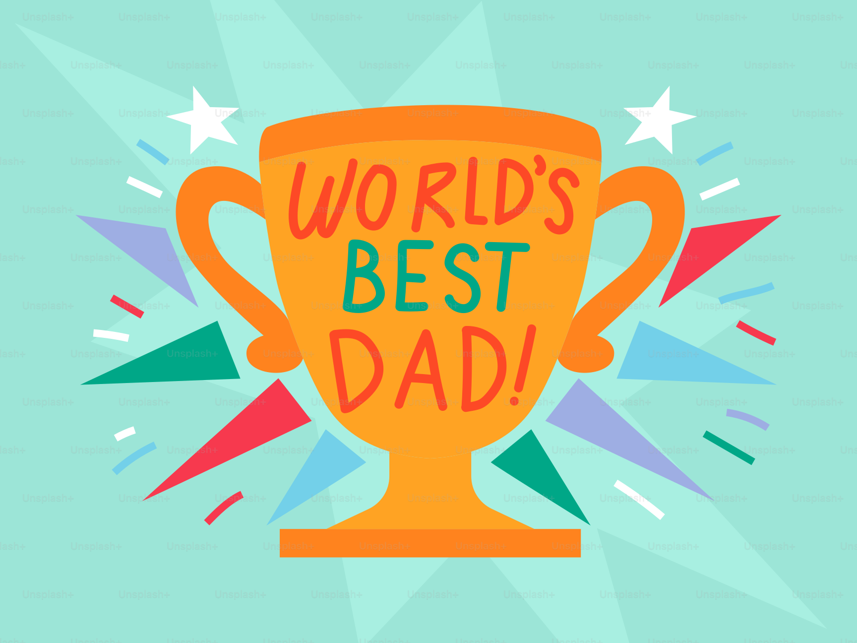 Troféu dourado com texto "melhor pai do mundo!".