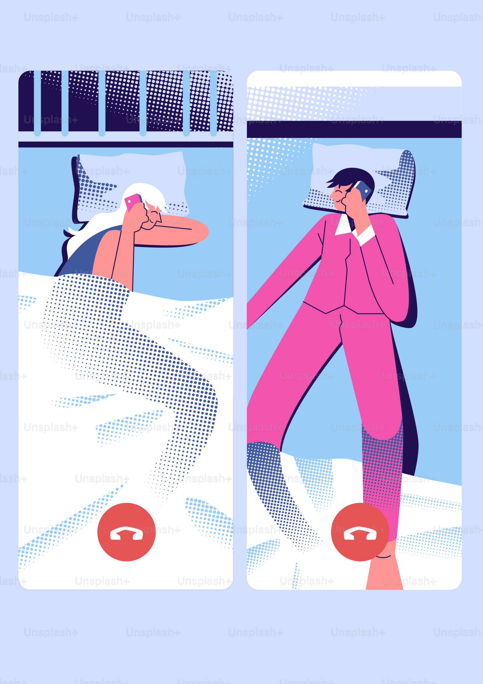 Dos personas en una videollamada en la cama