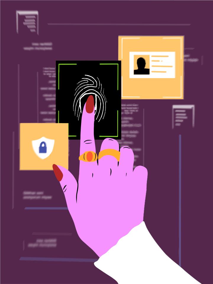 Escaneamento de impressões digitais para verificação de identidade e segurança.