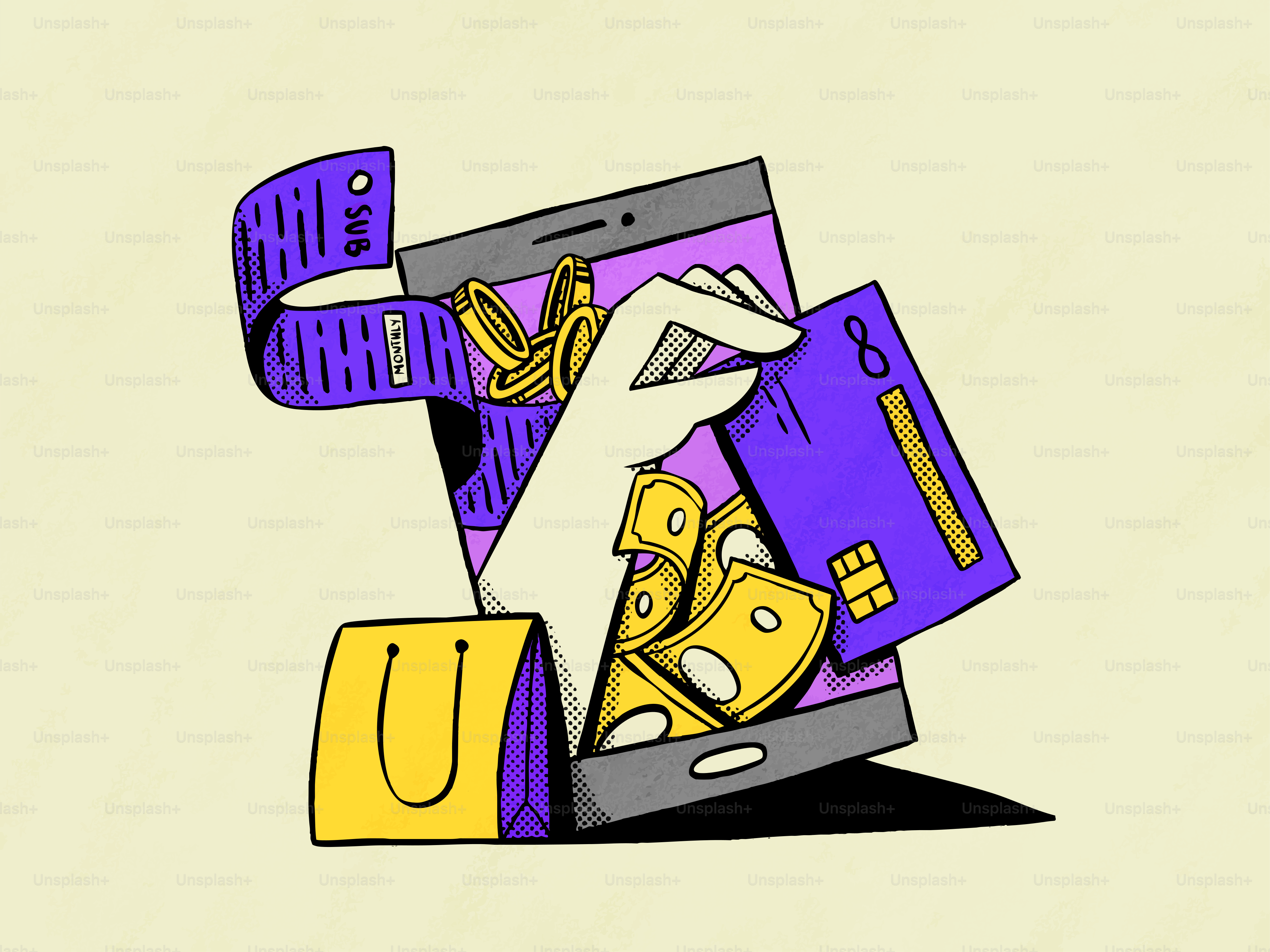 クレジットカードを手握りし、電話でお金を受け取る。