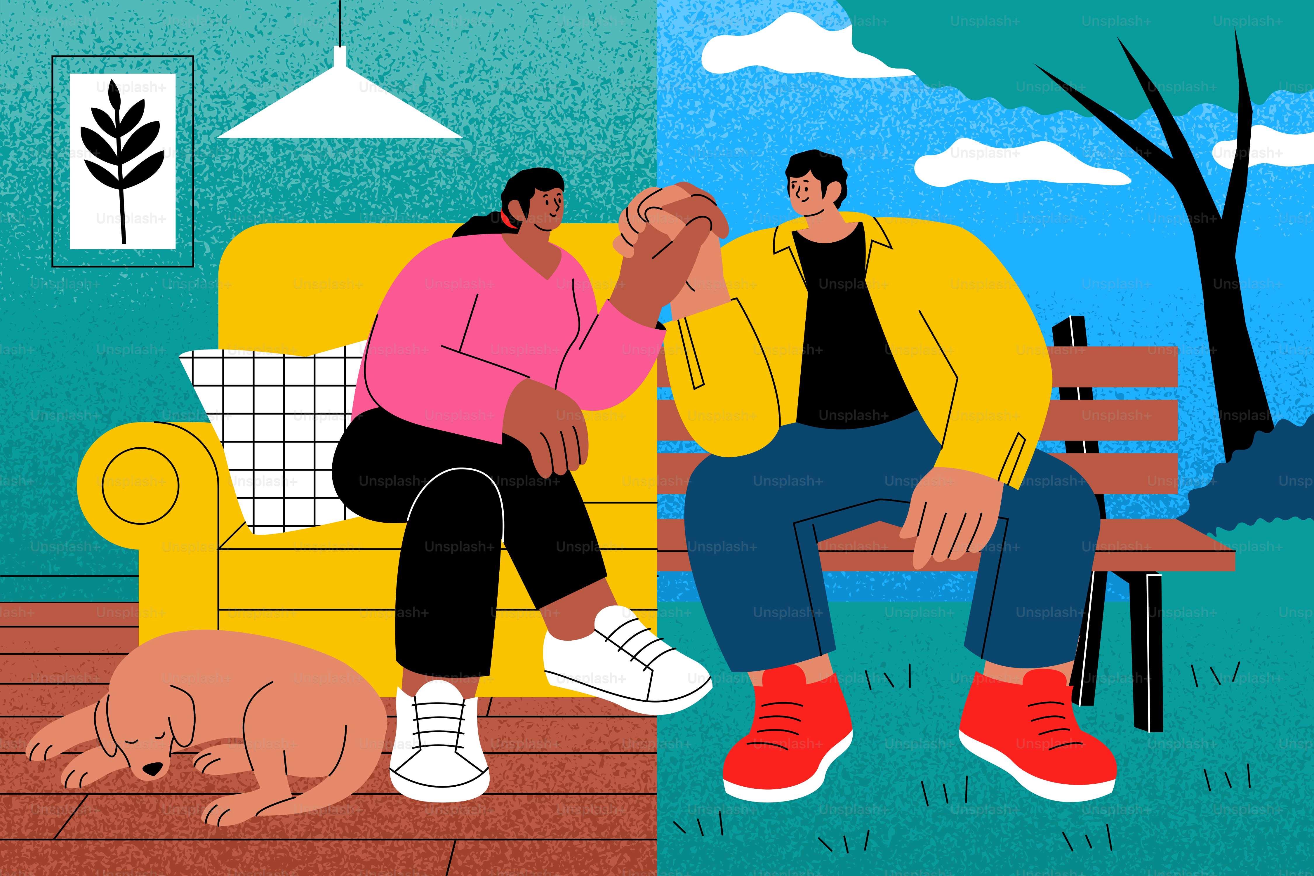 Two people talking, one comforting the other.