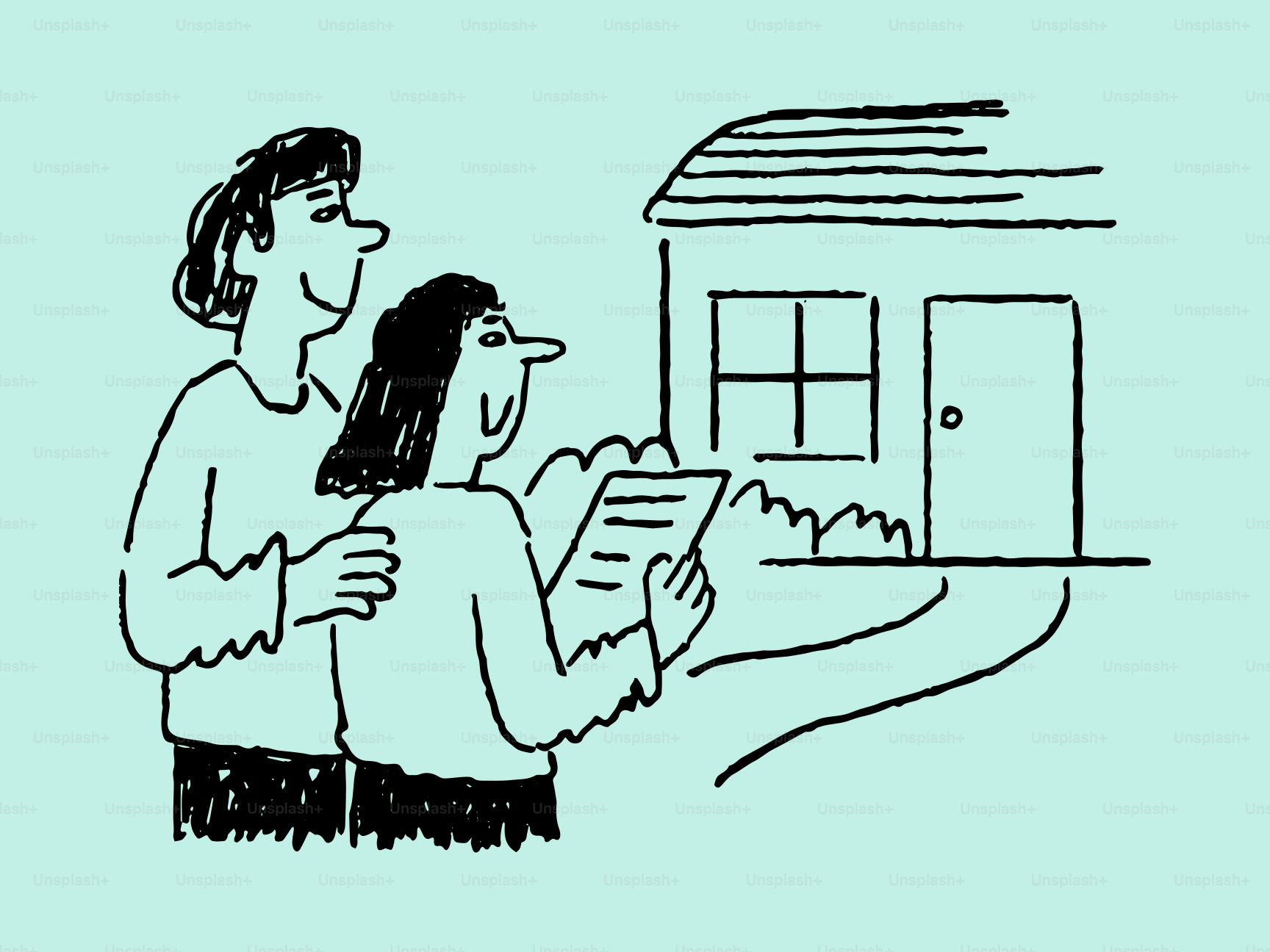 Casal olhando para uma casa com uma lista de verificação.