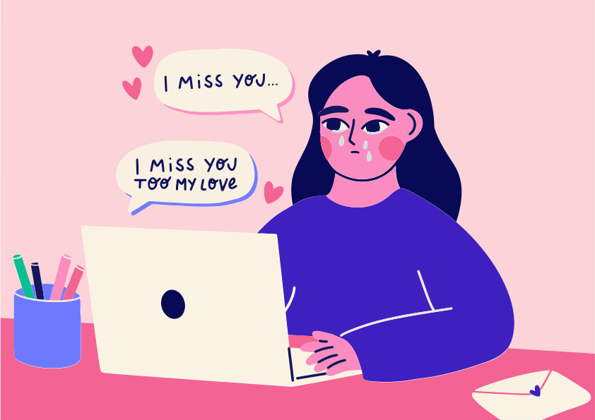 A sad woman misses her love and cries