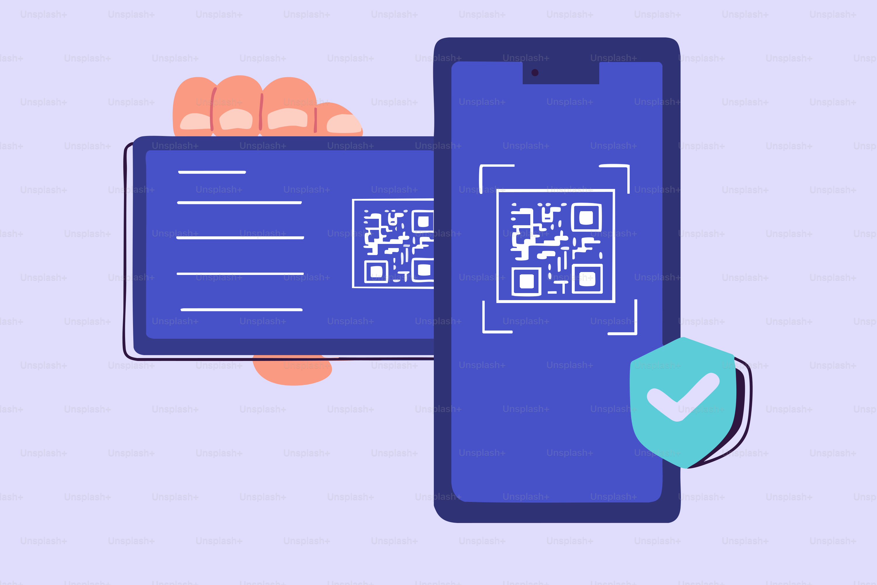 Un smartphone escaneando un código QR en una tarjeta.