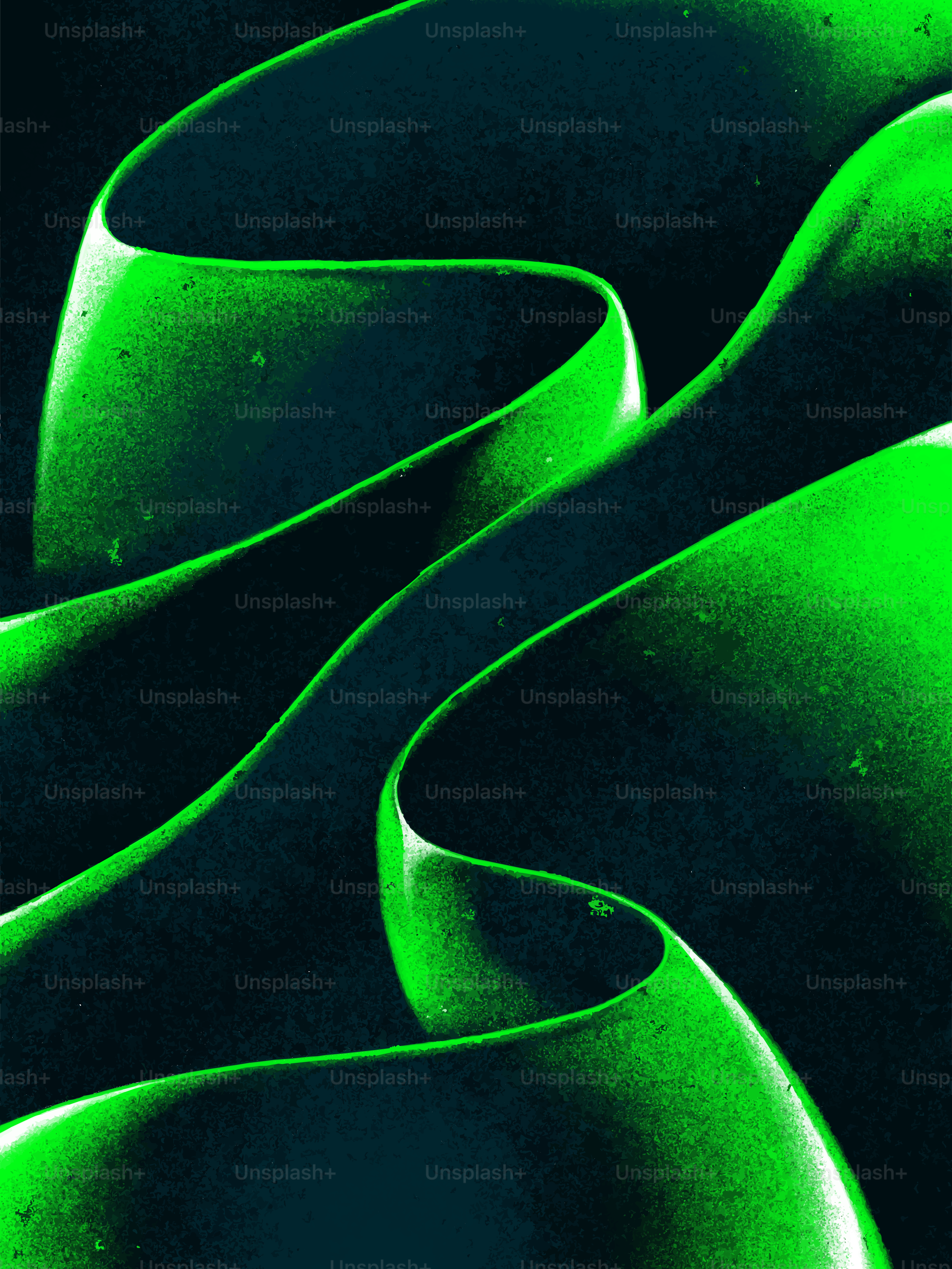 Ondas verdes abstractas sobre un fondo oscuro