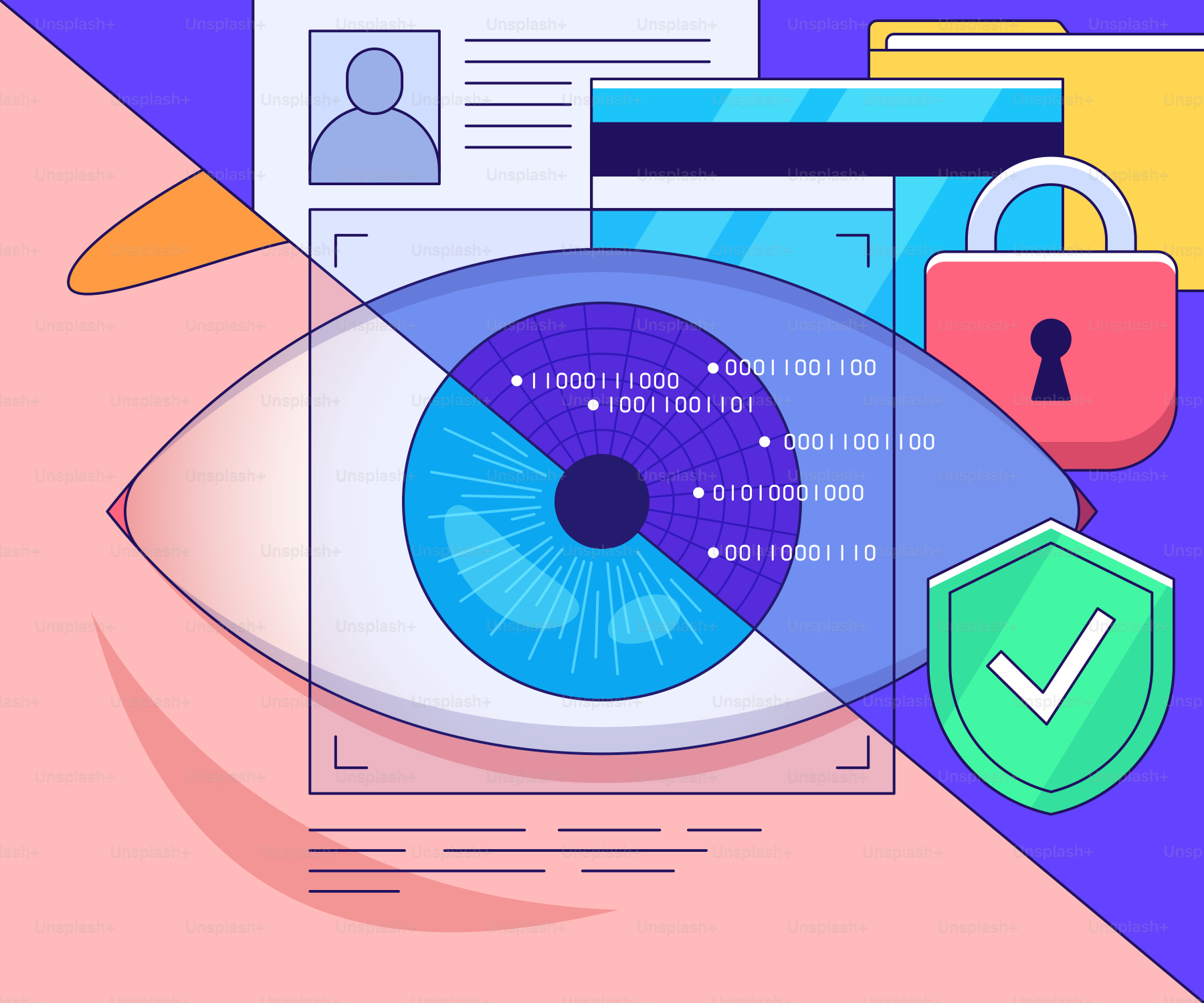 Data identifikasi dan keamanan pribadi pemindaian mata digital.