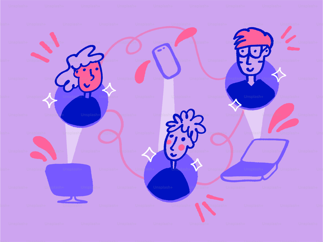 People connected through technology and devices. vector – Technology ...