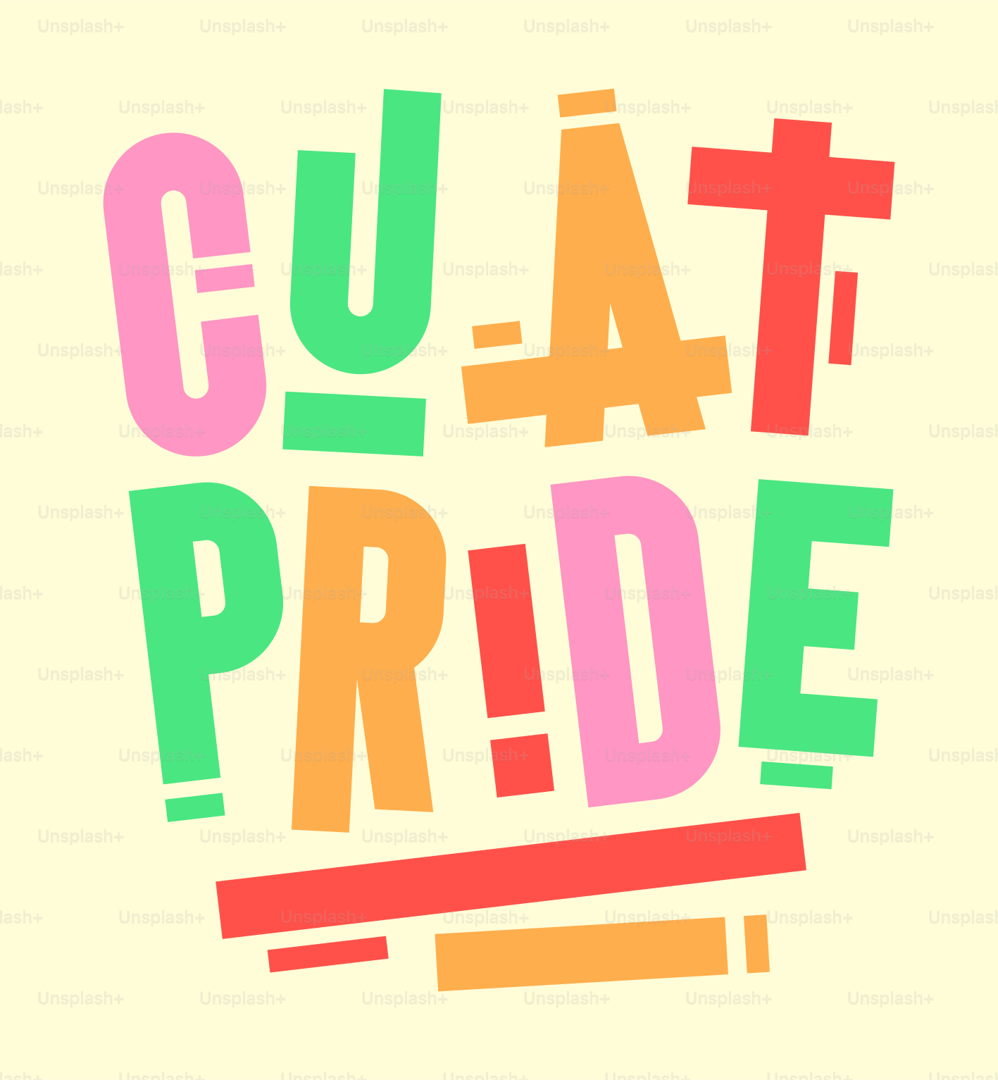 Colorful text reads cuat pride with lines
