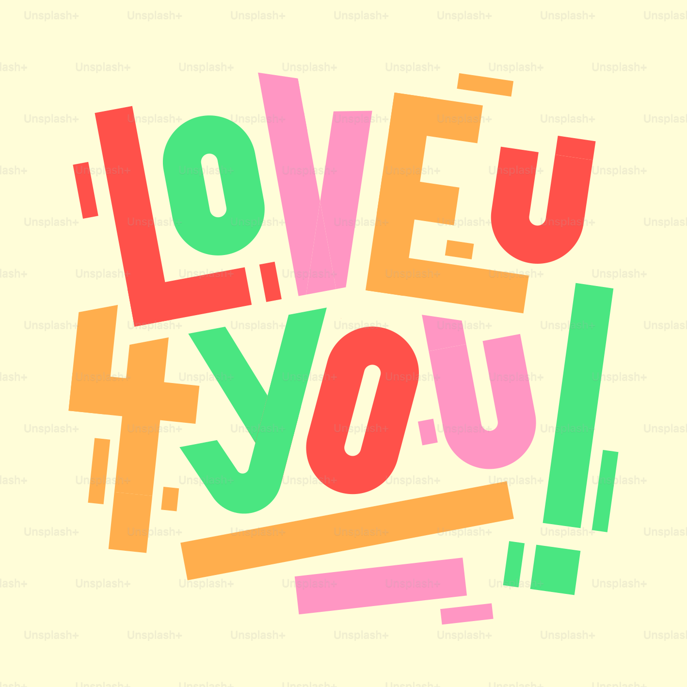 Colorful text reads 'love u 4 you!'