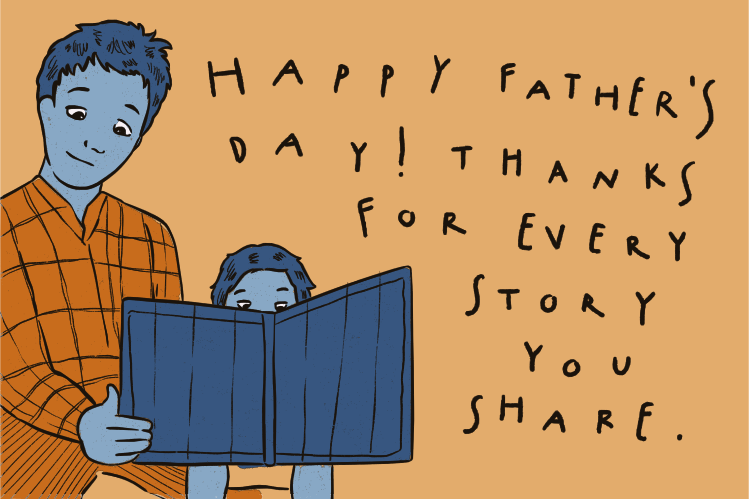 Padre e hijo leyendo un libro juntos.