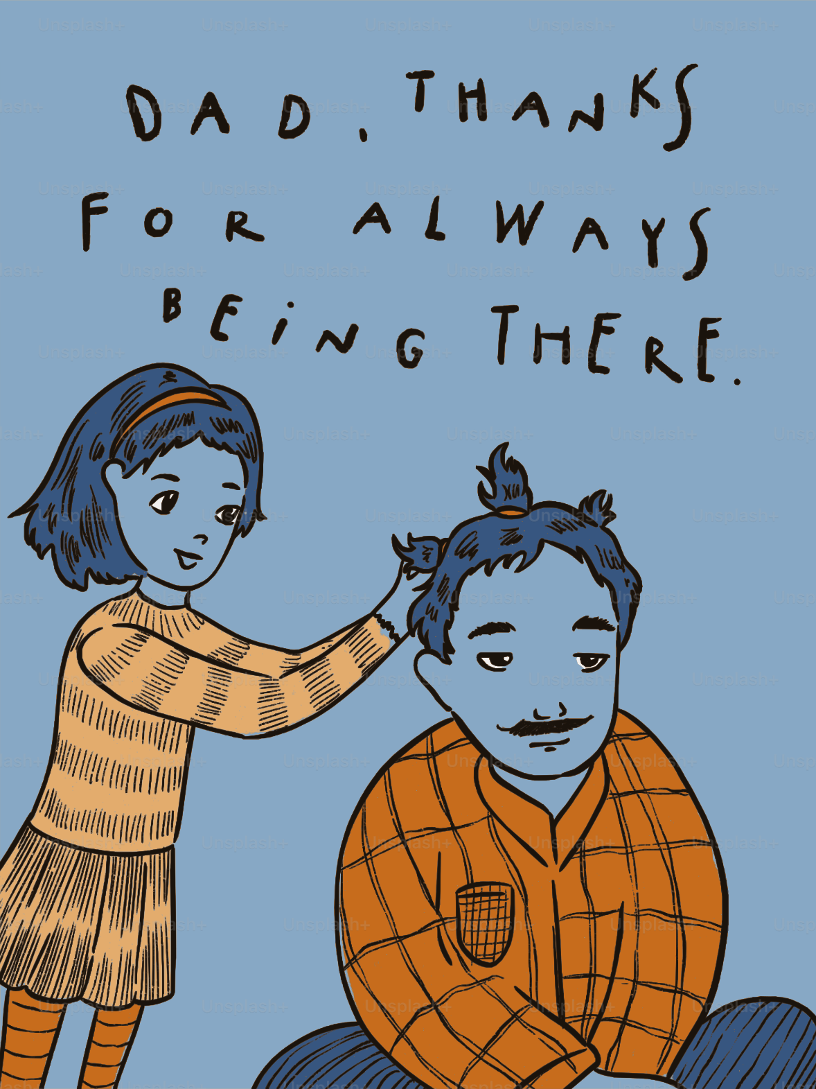 Una chica peina el pelo de su padre con cariño.