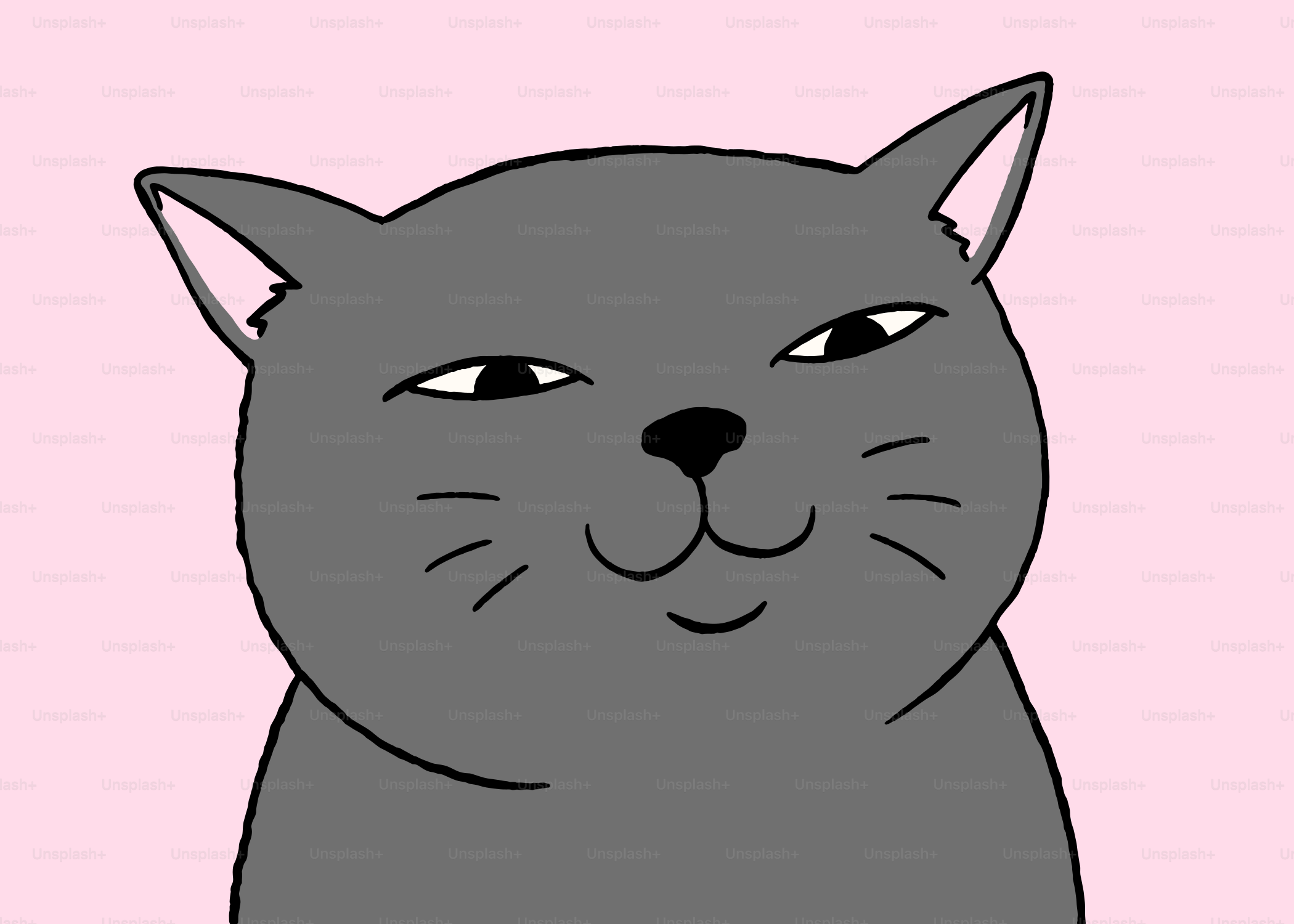 ずる賢い笑みを浮かべた漫画の灰色の猫