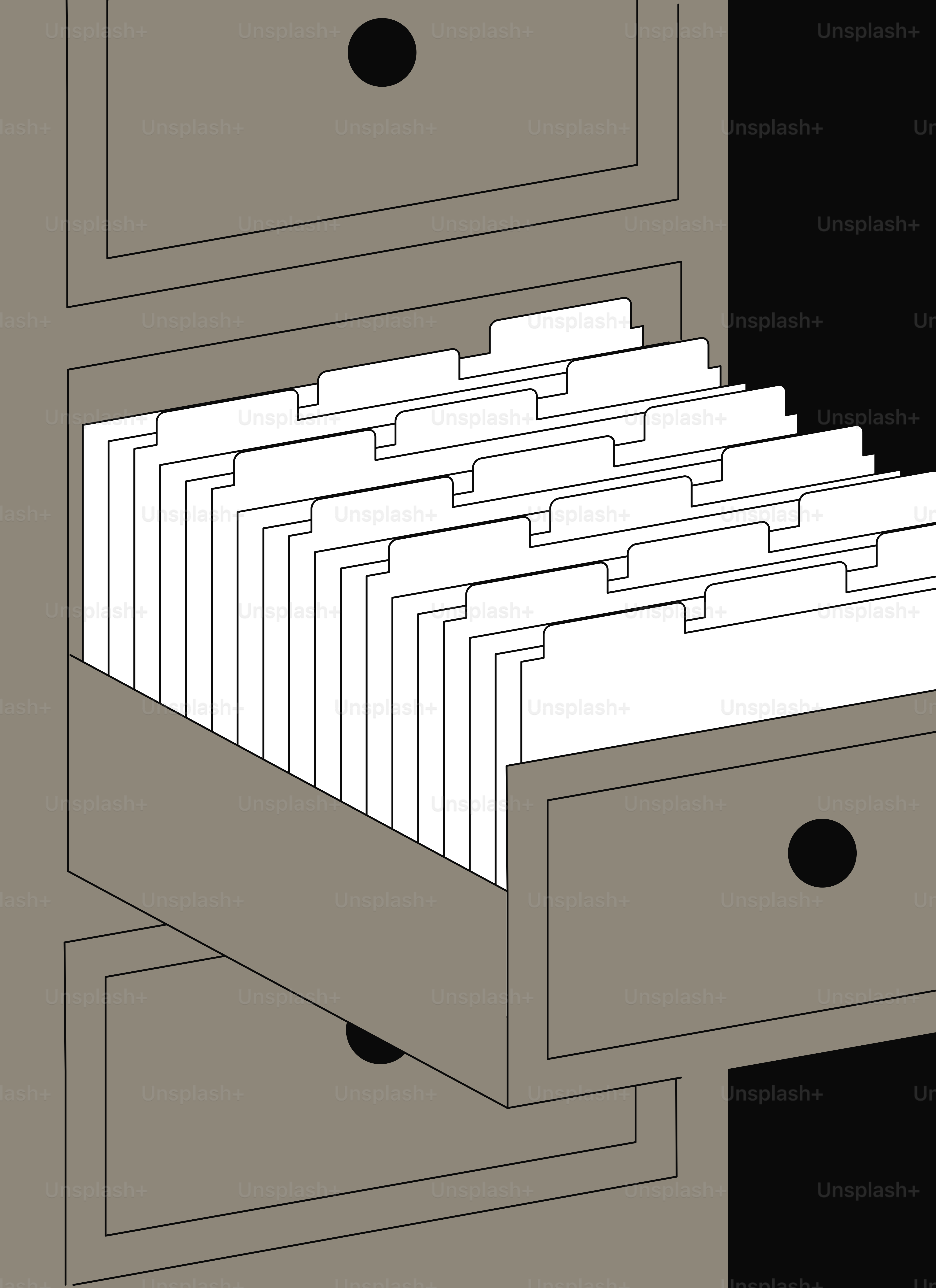 Filing cabinet with open drawer full of files