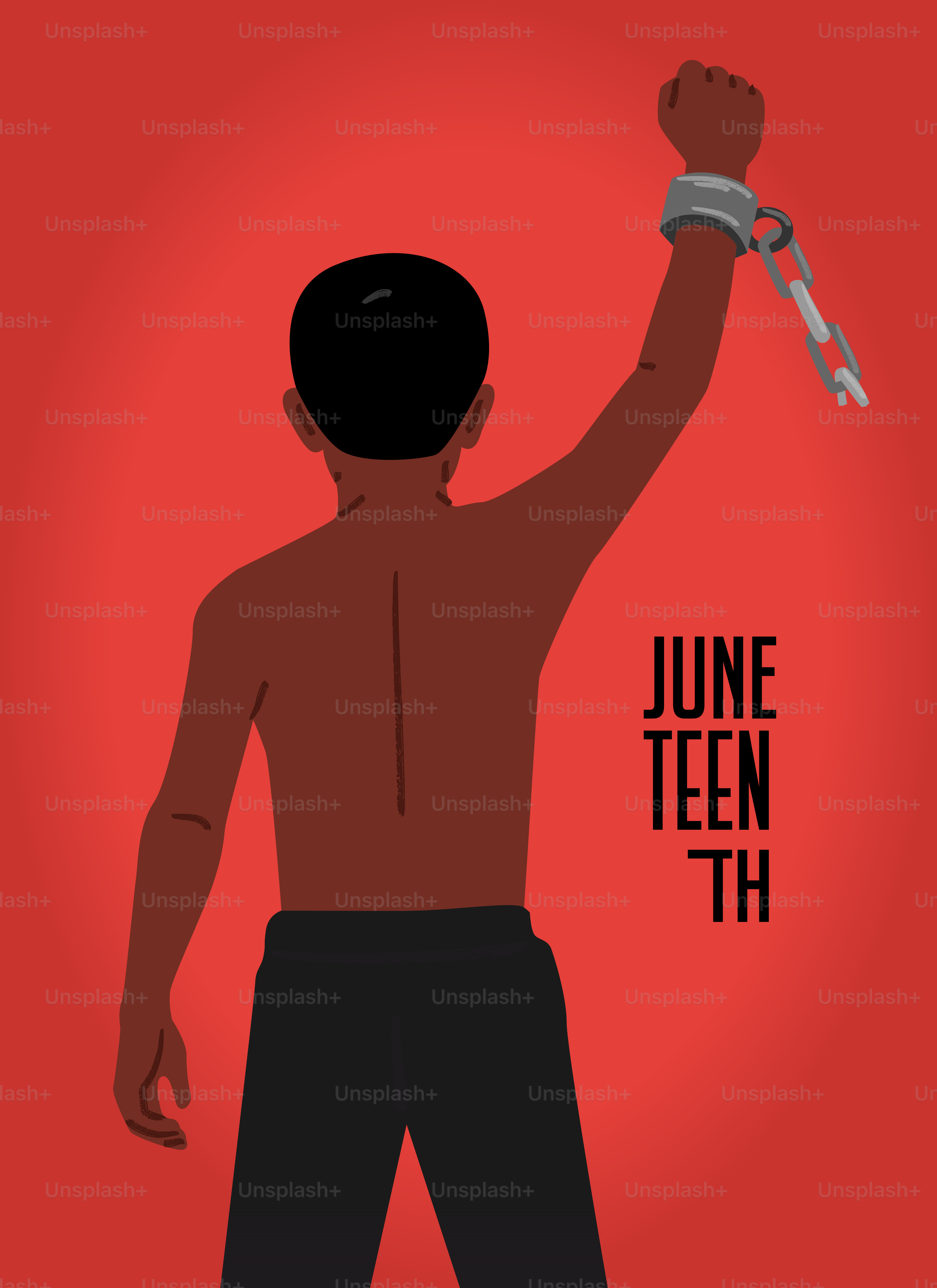 Celebrazione del Juneteenth con un uomo che rompe le catene