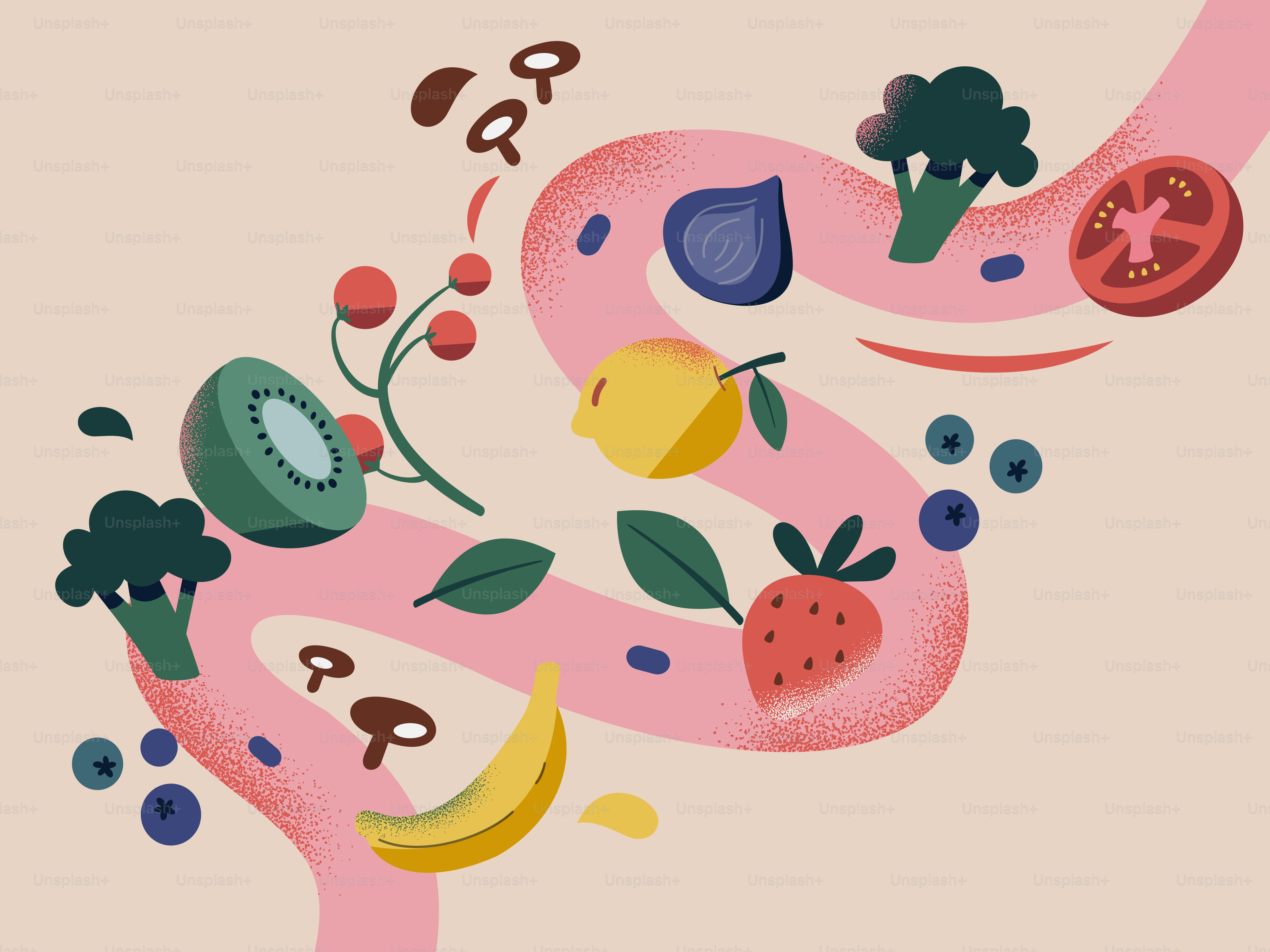 Un chemin sinueux avec des fruits et légumes frais