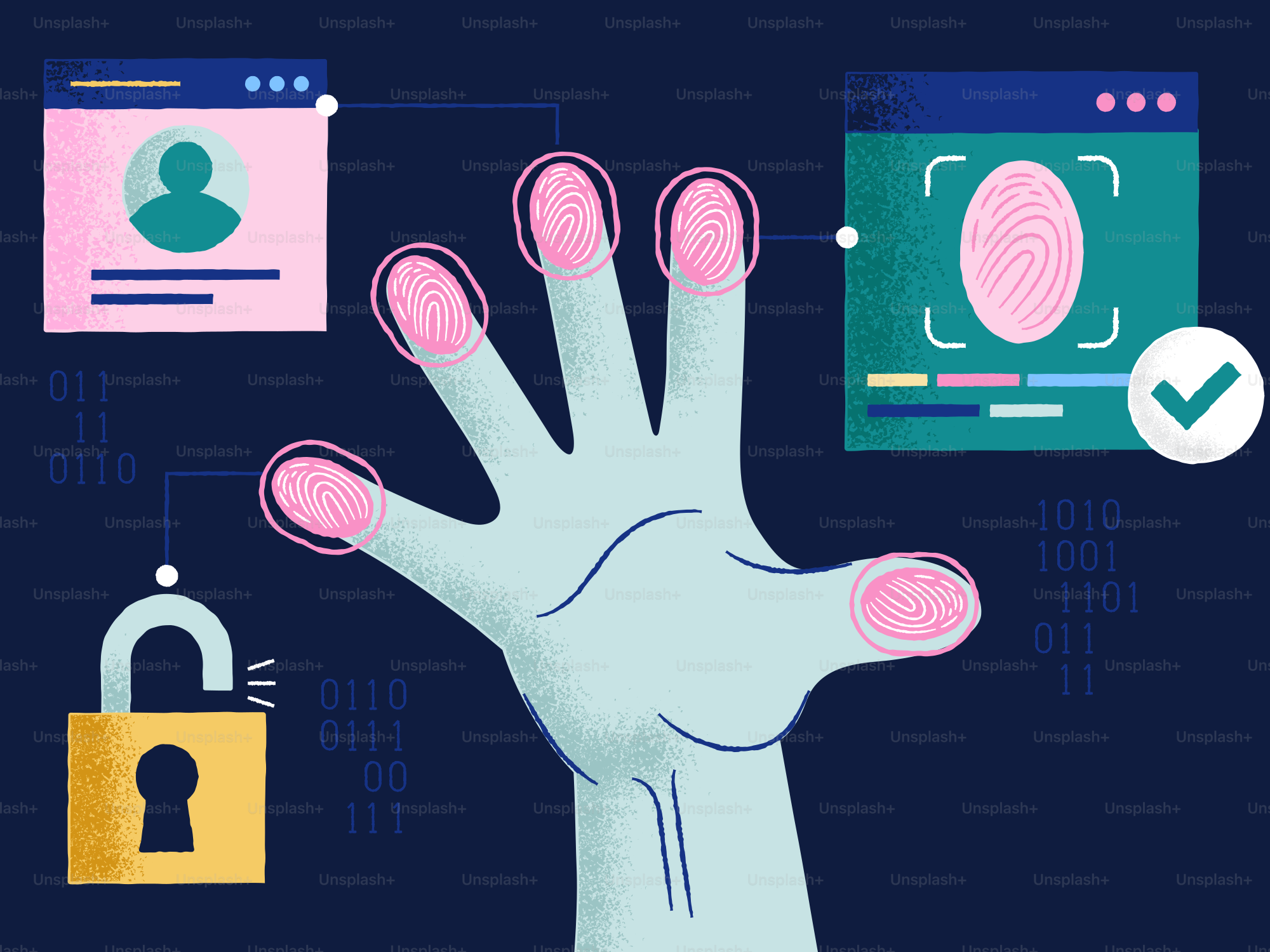 Escaneo de huellas dactilares para seguridad digital e identificación.