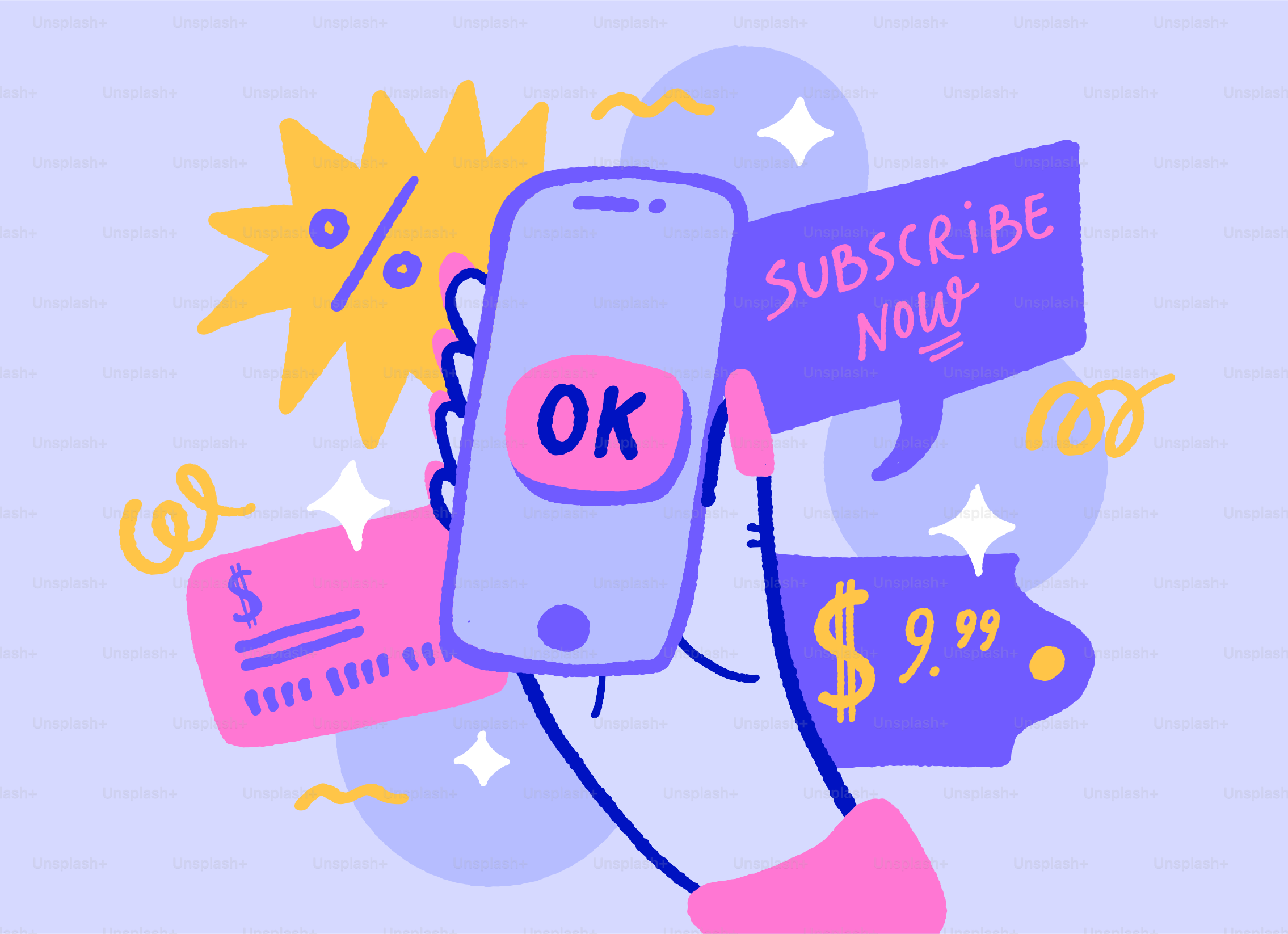 Téléphone tenu dans la main avec les détails d’abonnement et de prix.