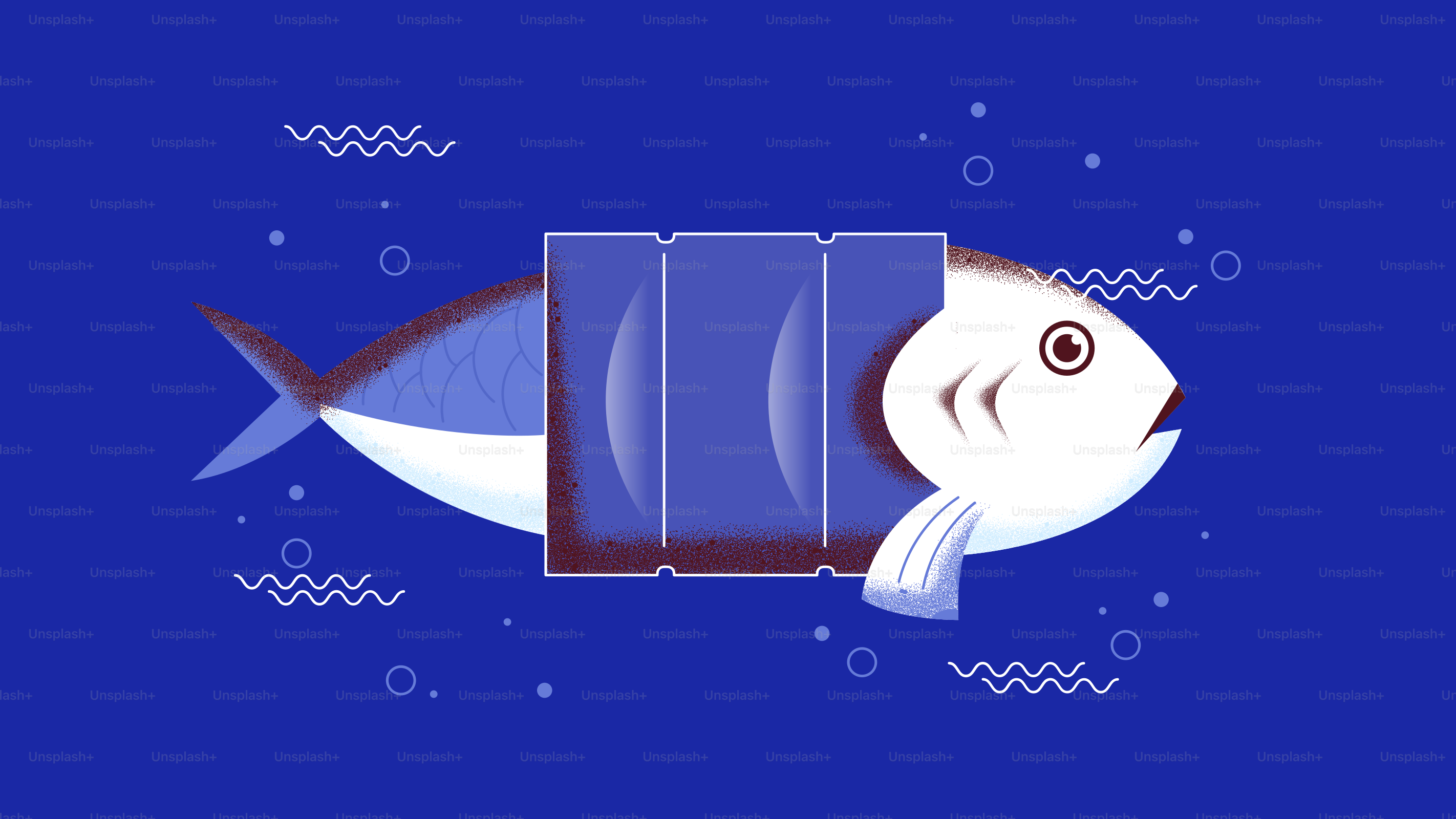 Peixes estilizados com uma seção quadrada no meio.