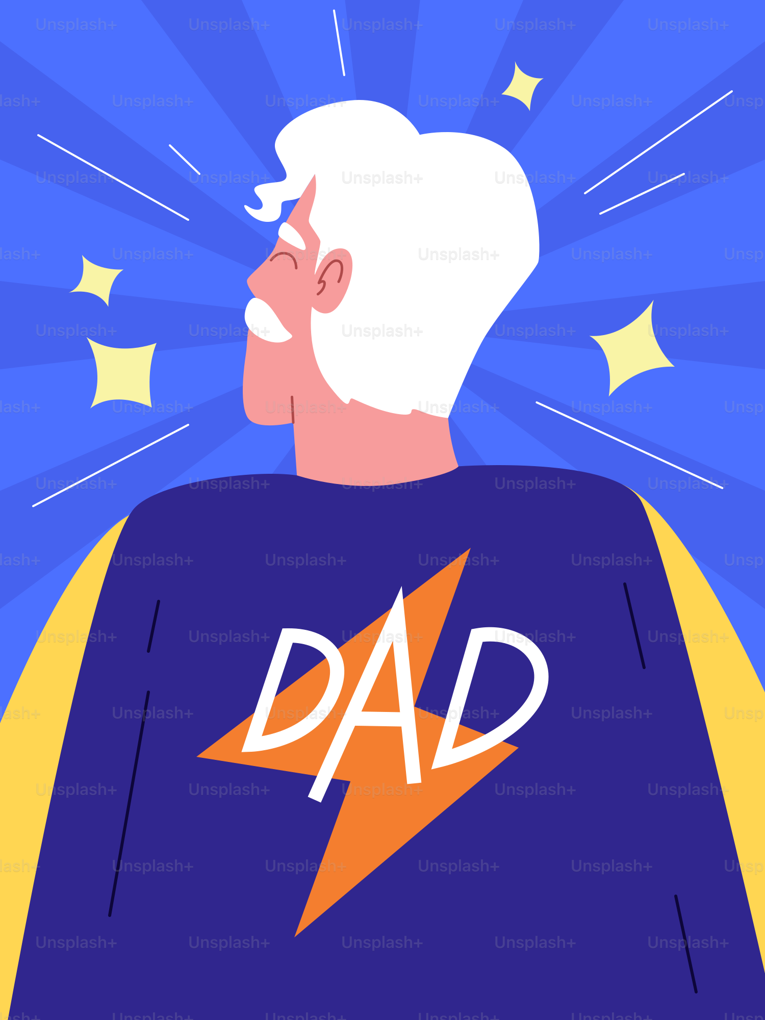 Pria berjubah superhero dengan ayah di atasnya