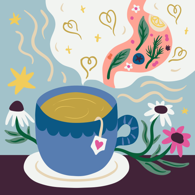 Tisane aux fleurs et vapeur