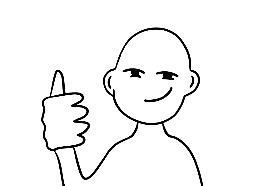 A cartoon person giving a thumbs up
