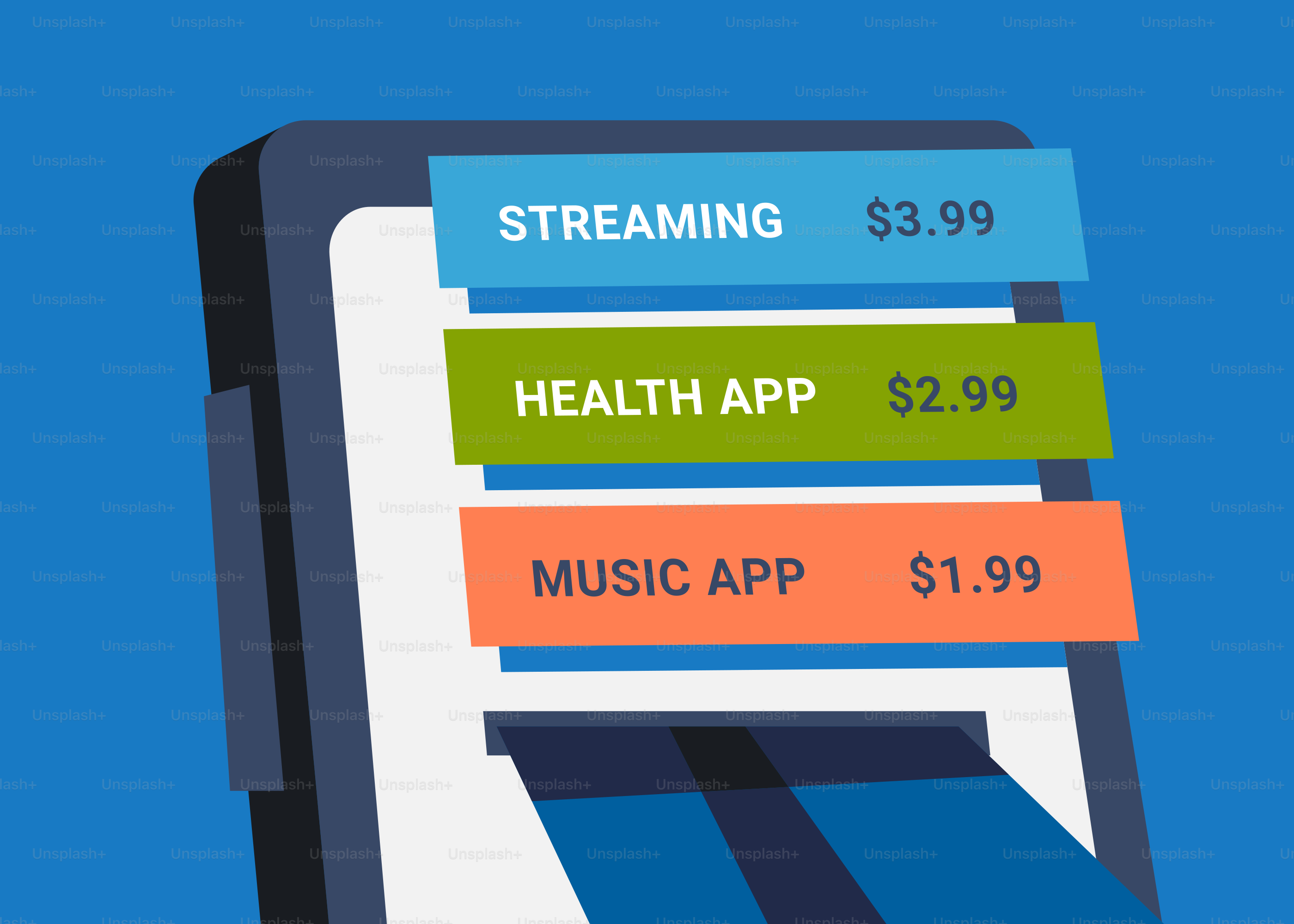 Le smartphone affiche les coûts d’abonnement pour les applications.