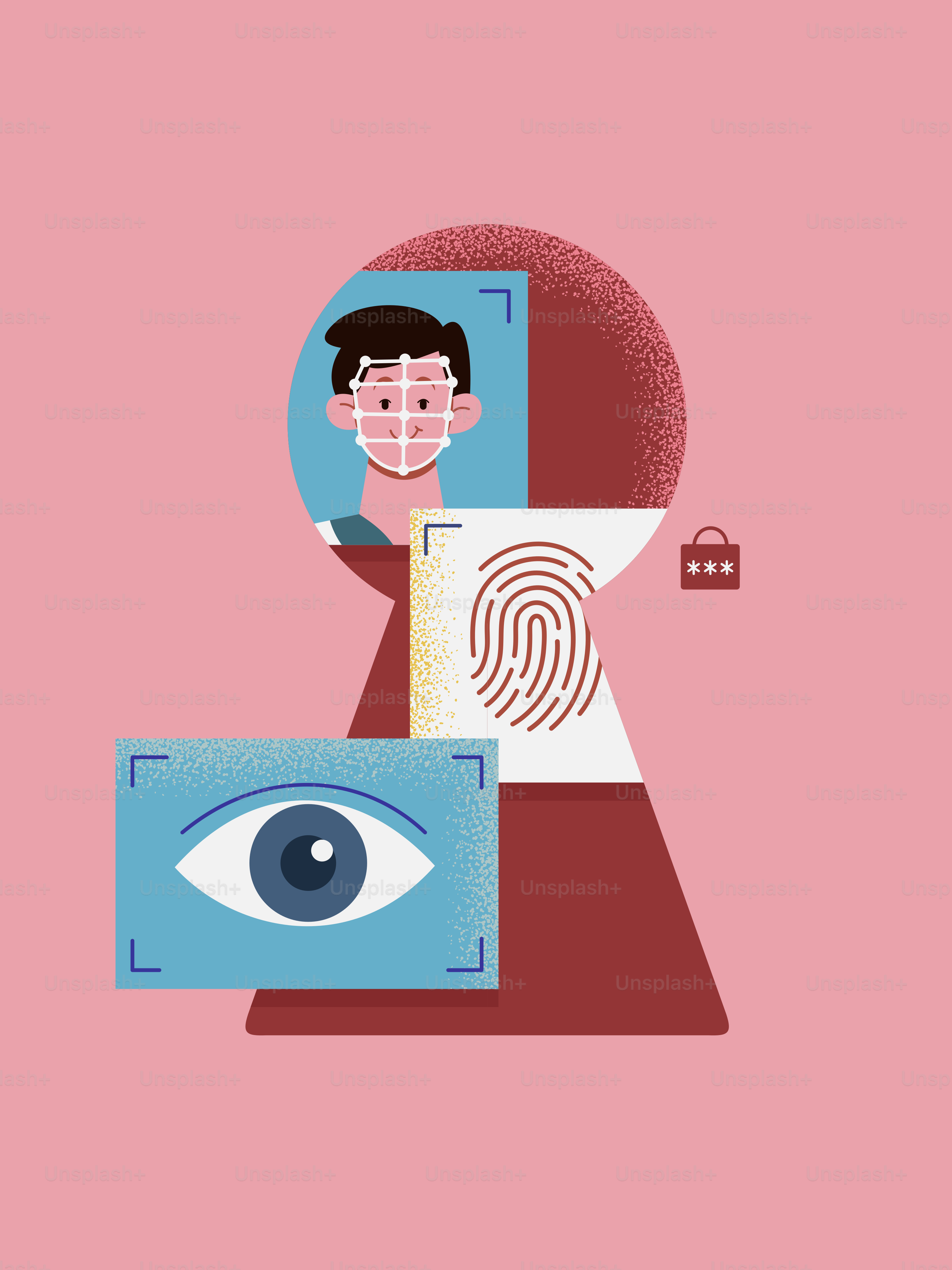 Facial recognition, fingerprint, and eye scan for security. vector ...