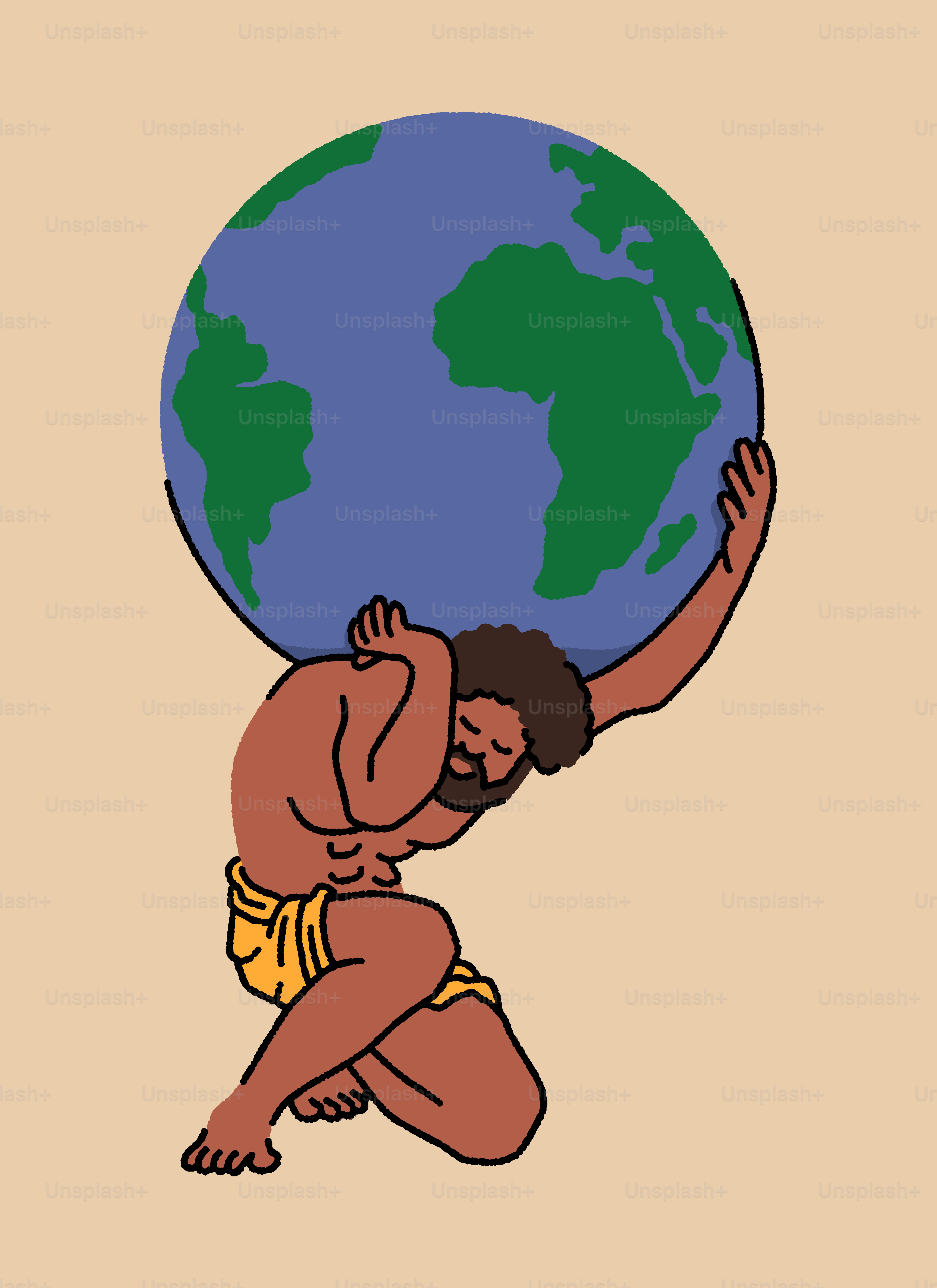 Man Atlas, der die Welt mit seinen Schultern stützt