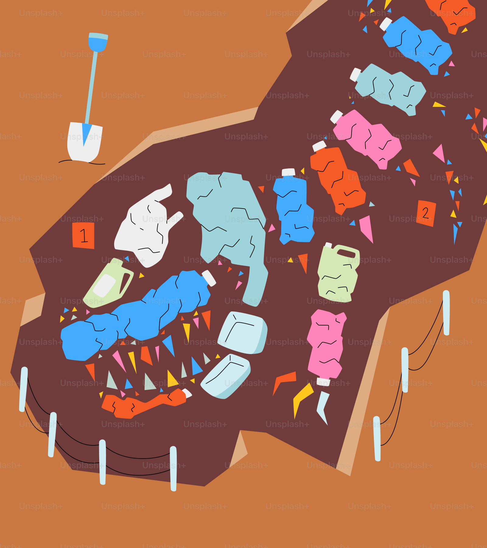 プラスチックごみは地中に恐竜の骨格を形成します。