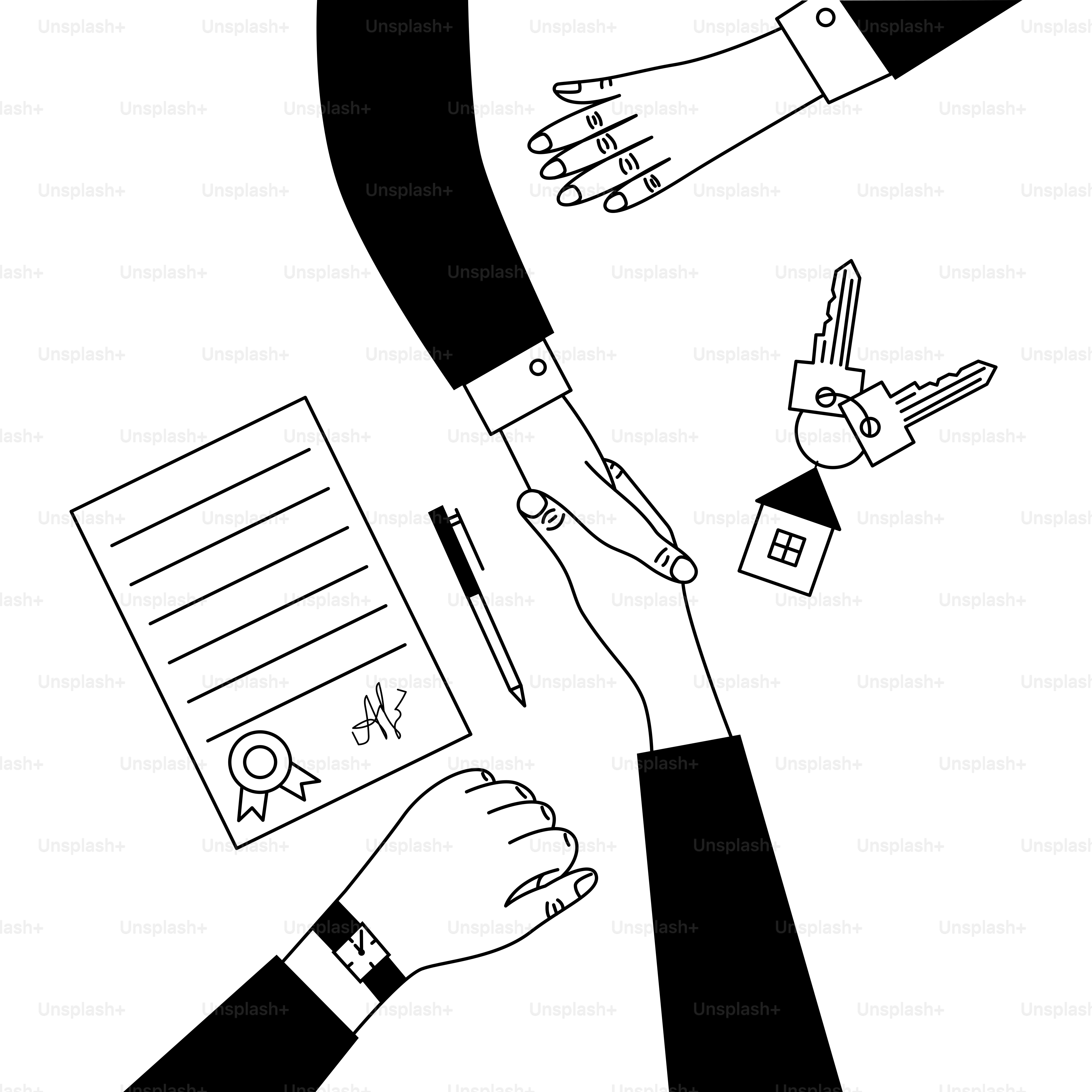 ビジネスは握手、契約、鍵に関する取引です。