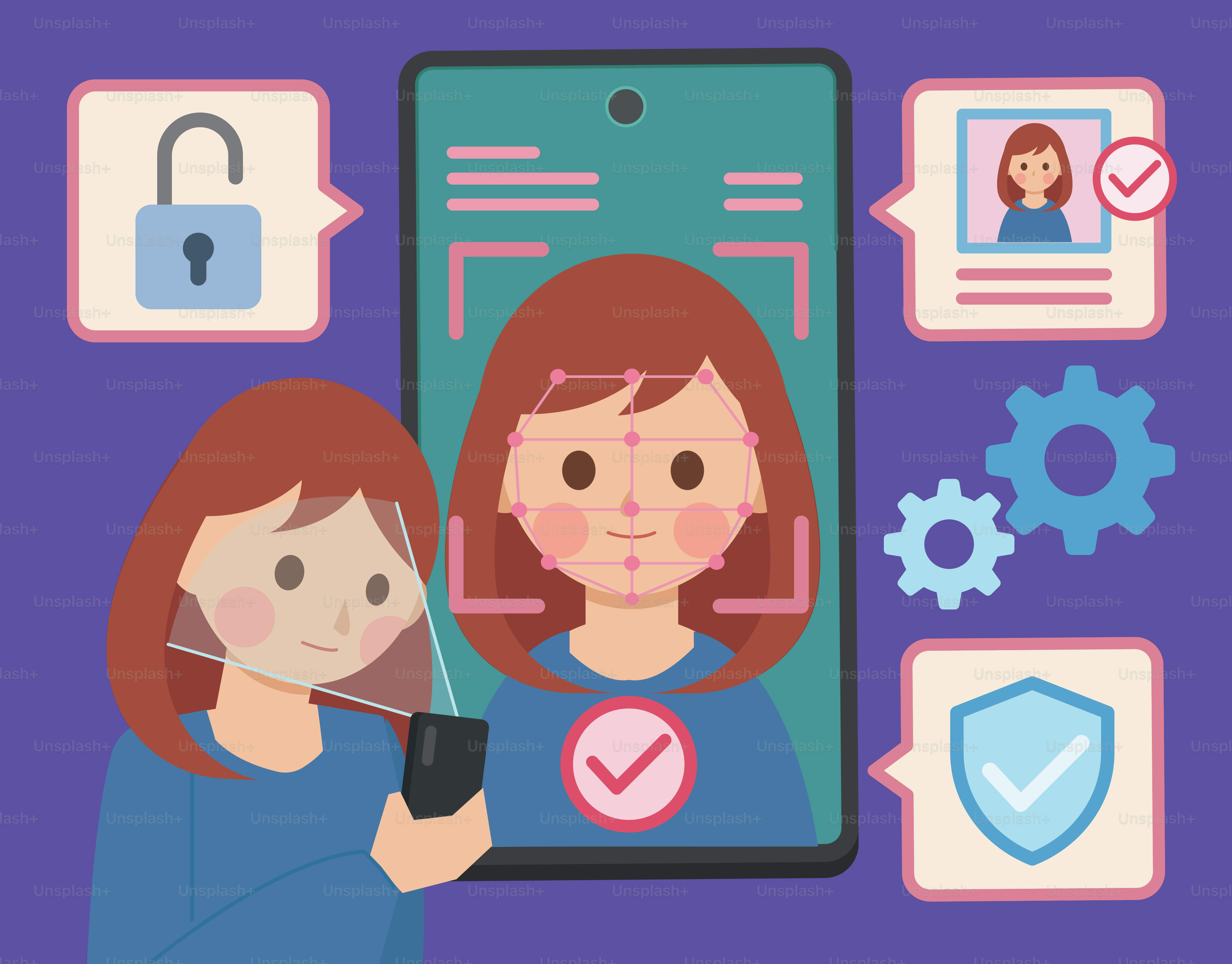Teknologi pengenalan wajah pada smartphone yang memindai seseorang.
