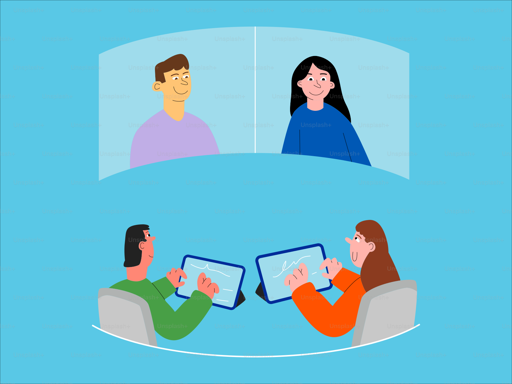 Des personnes collaborant à distance lors d’un appel vidéo