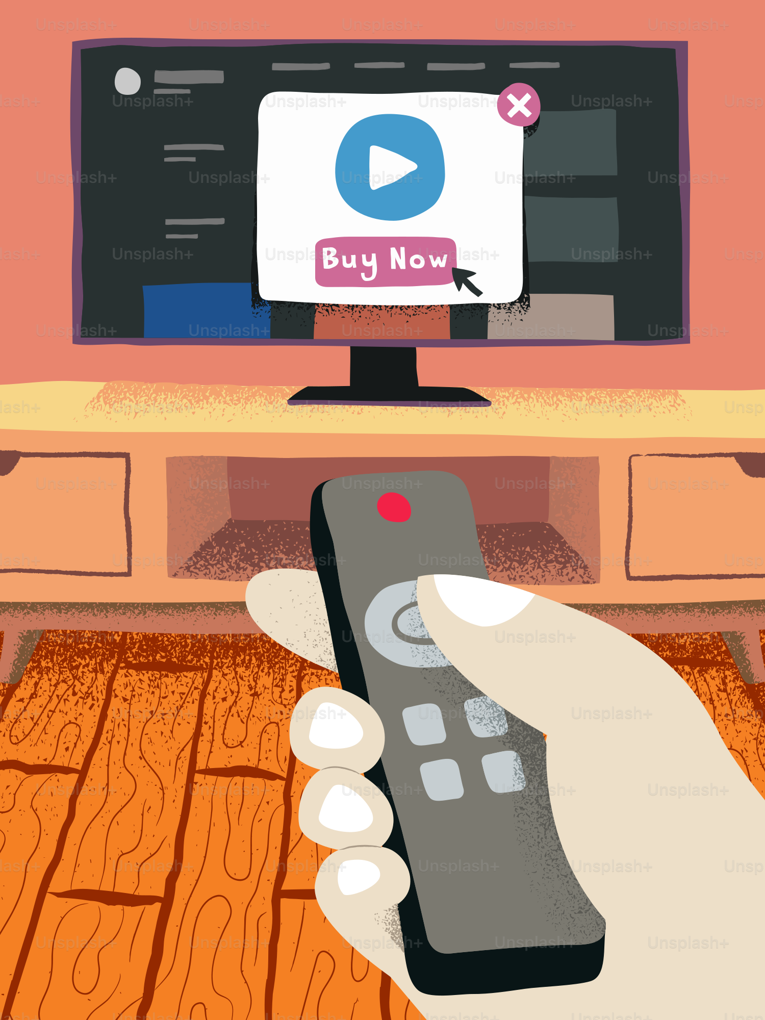Tenere il telecomando per la mano, guardare la TV con il pulsante di acquisto ora.